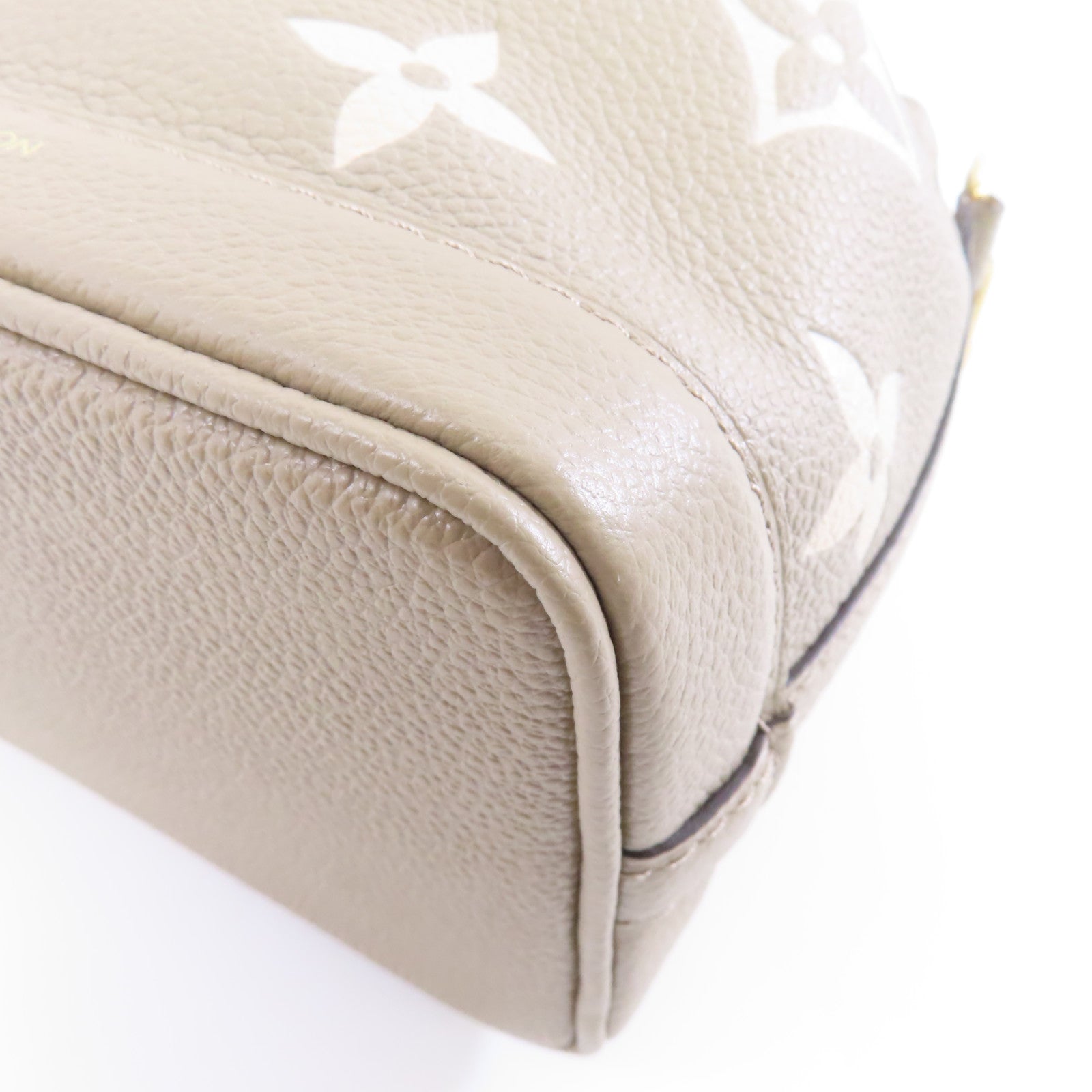 LOUIS VUITTON Monogram Empreinte Nano Noe金扣手挽肩背兩用袋米色