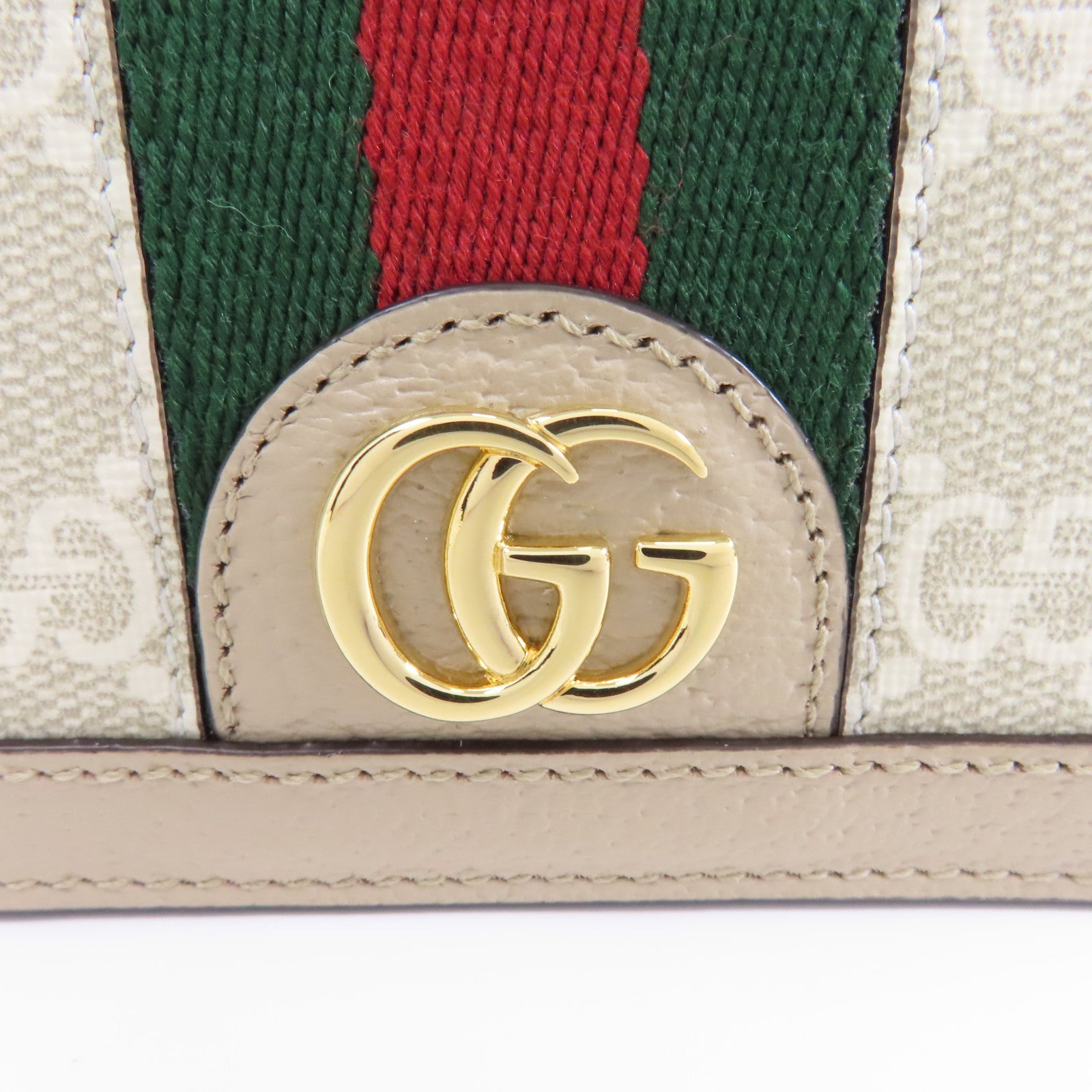 GUCCI 塗層帆布Ophidia Case Wallet金扣錢包米色