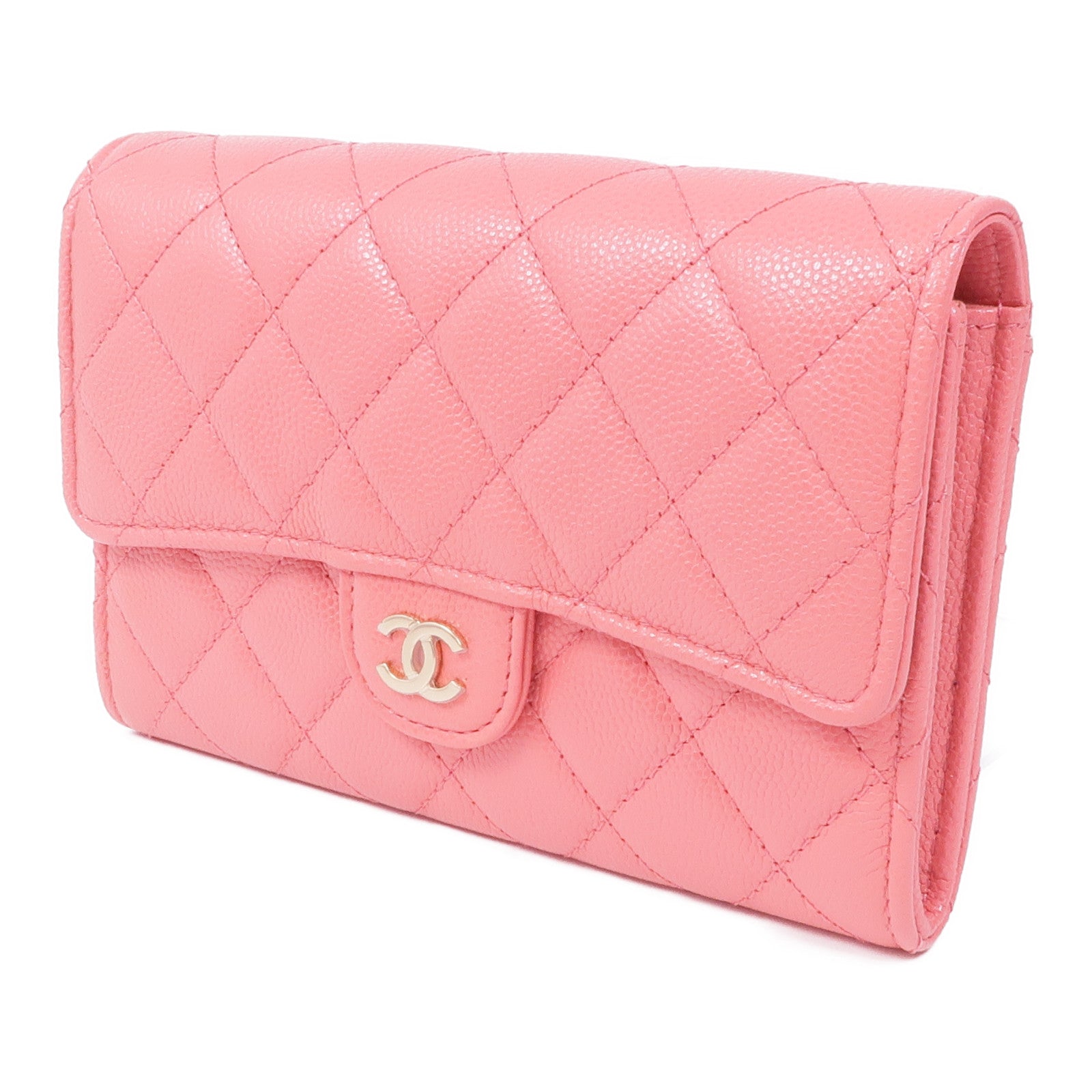 CHANEL 牛皮皮革Wallet金扣錢包