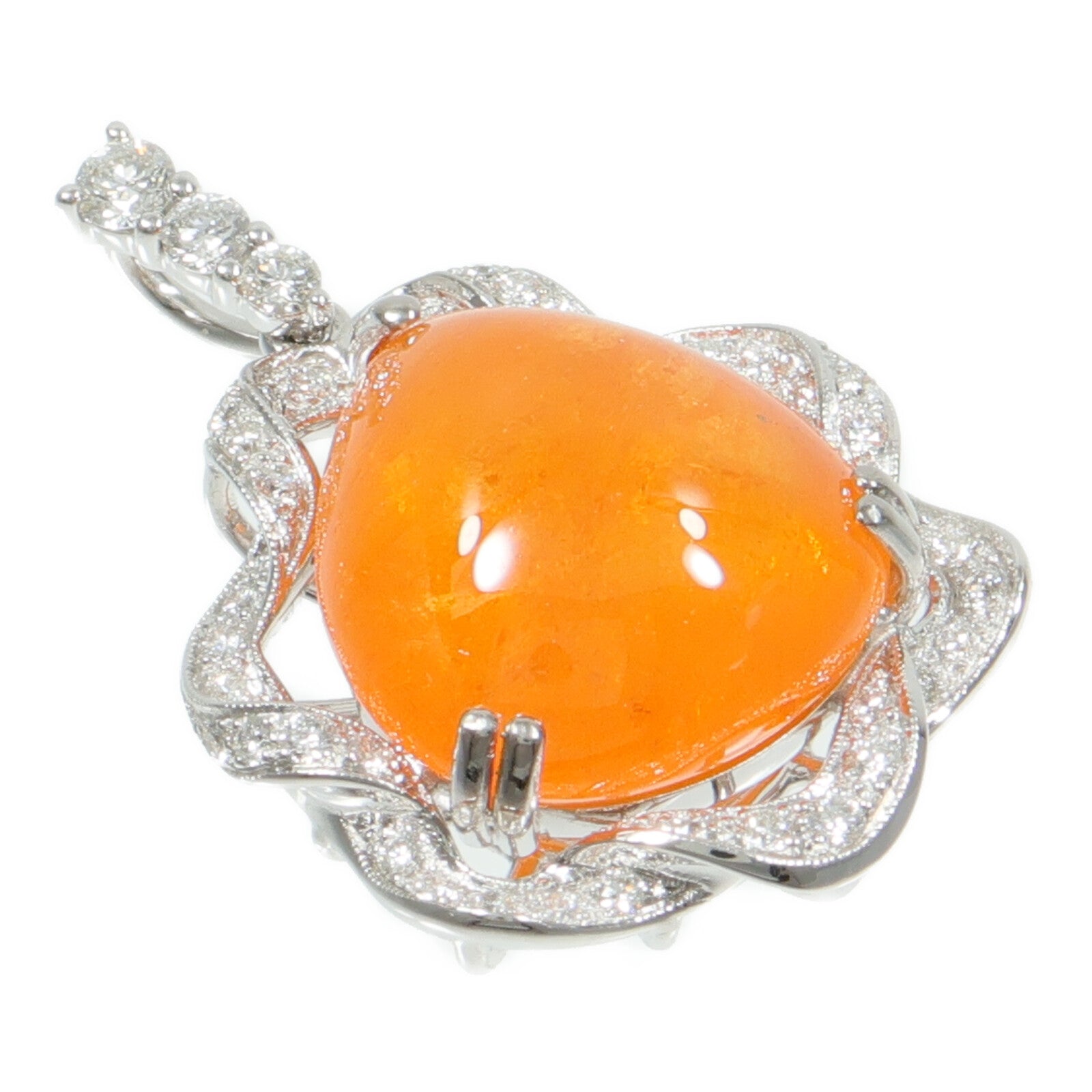 JEWELRY 18K白金Garnet Diamond Pendant柘榴石/鑽石吊墜