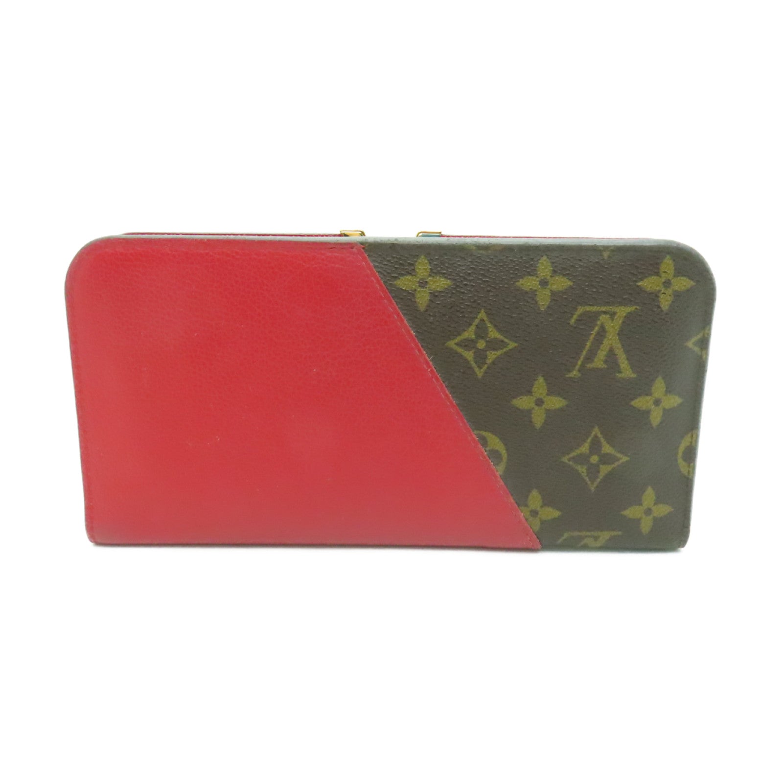 LOUIS VUITTON 【清倉大減價】Monogram Portefeuil Kimono金扣長錢包啡色/紅色