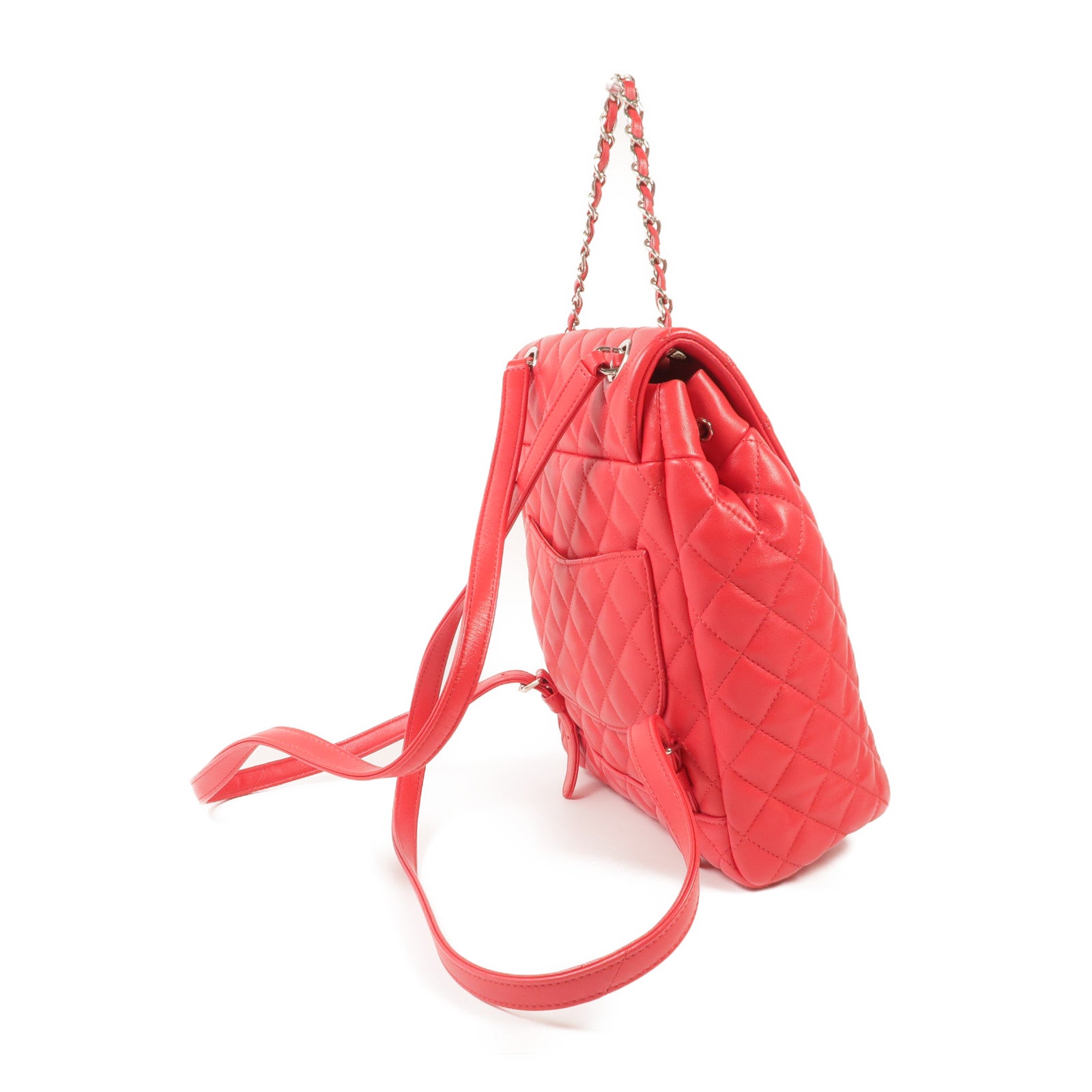 CHANEL 羊皮皮革Urban Spirit銀扣背包