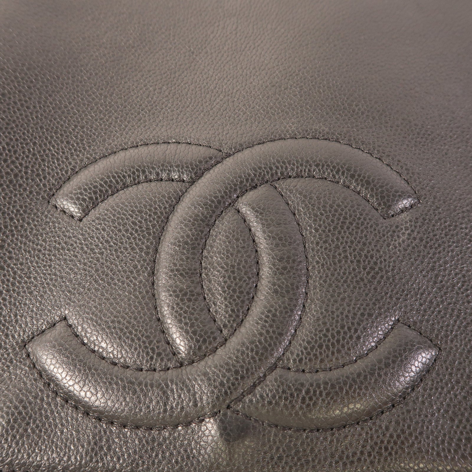 CHANEL 牛皮皮革Chain Shoulder銀扣鏈帶肩背袋