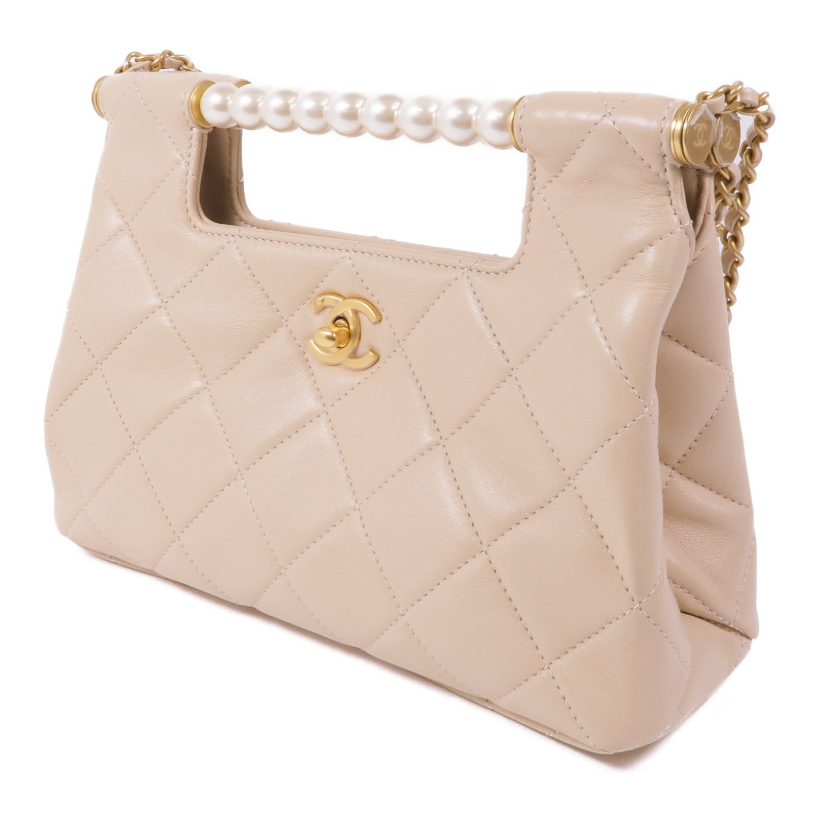 CHANEL 牛皮皮革Chain Shoulder金扣鏈帶肩背袋