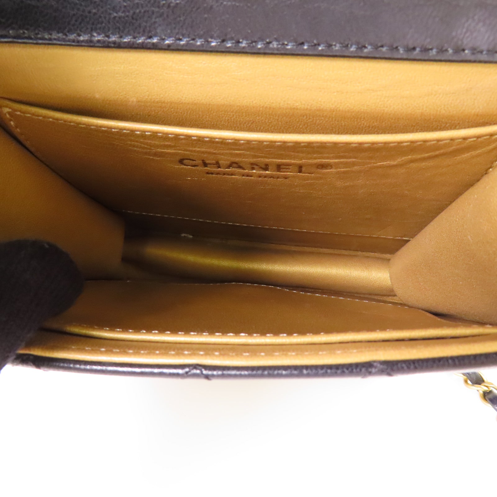 CHANEL CC GHW Chain Shoulder Bag Lambskin Leather Black