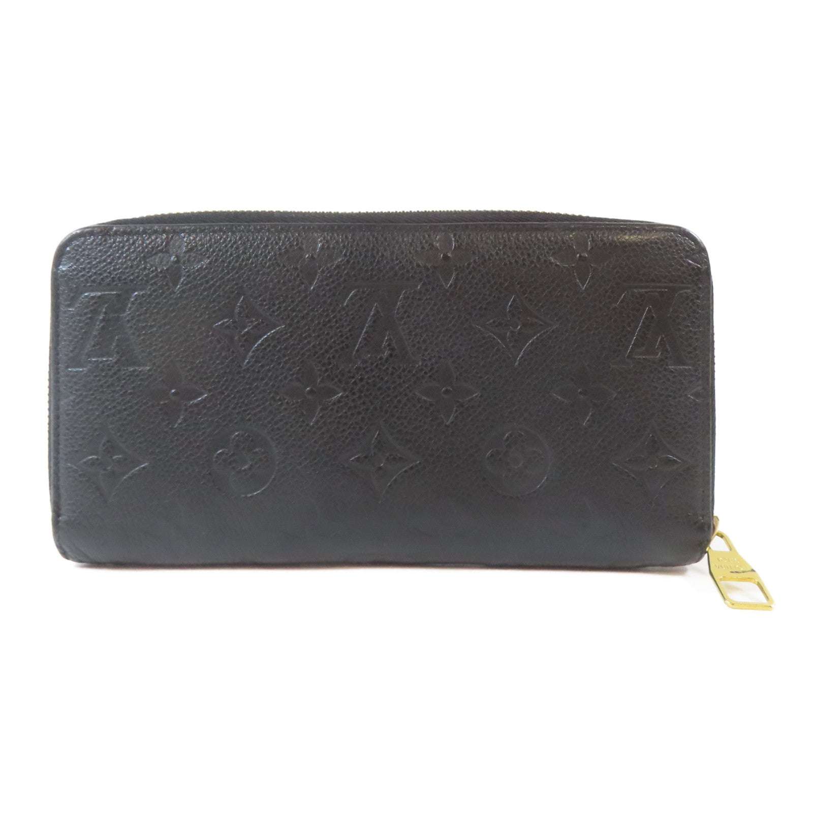 LOUIS VUITTON Monogram Empreinte Long Round Wallet金扣長錢包黑色