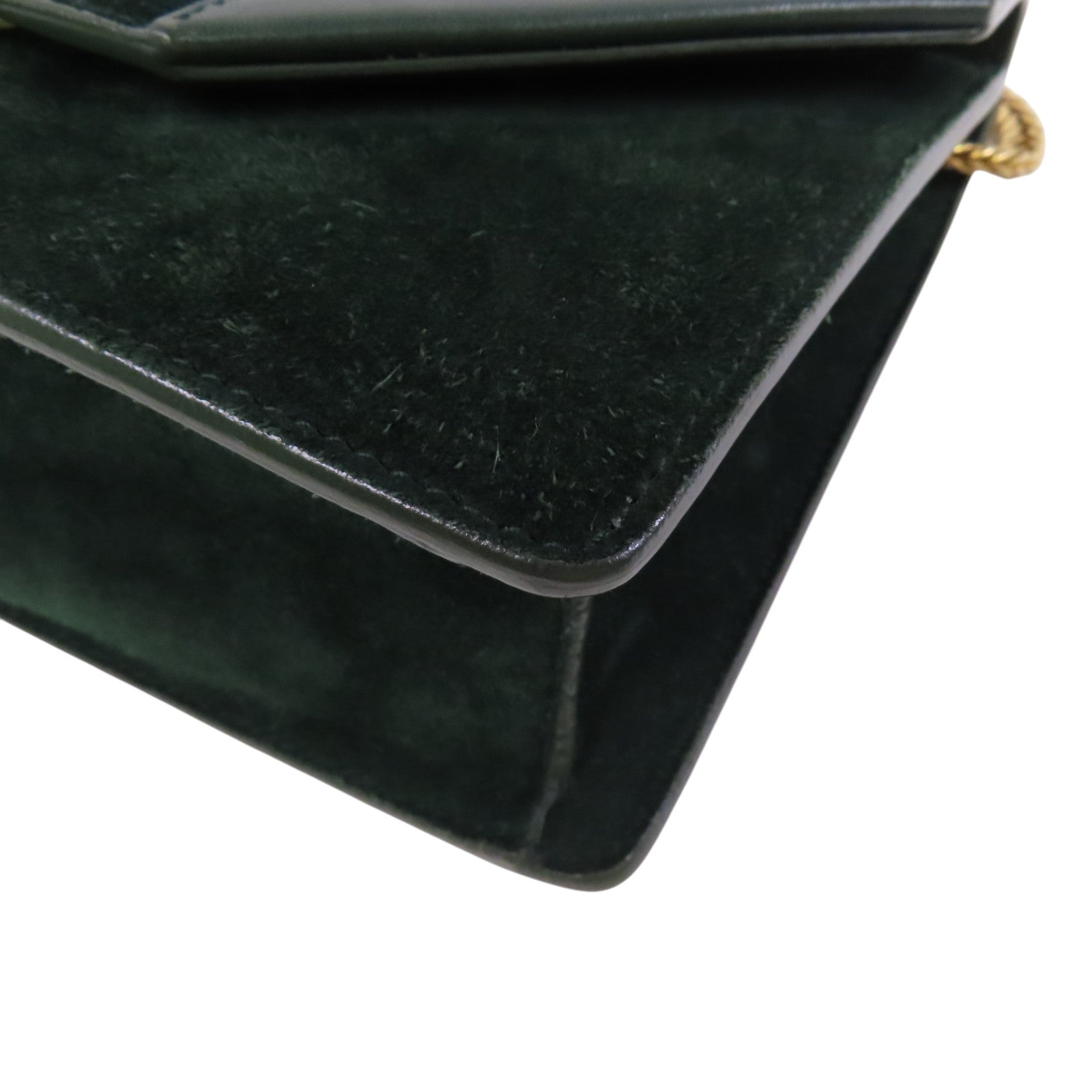 SAINT LAURENT 麂皮皮革Shoulder Bag金扣鏈帶肩背袋