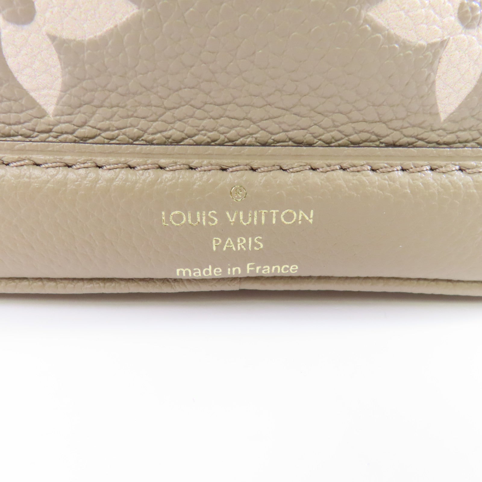 LOUIS VUITTON Monogram Empreinte Nano Noe金扣手挽肩背兩用袋米色