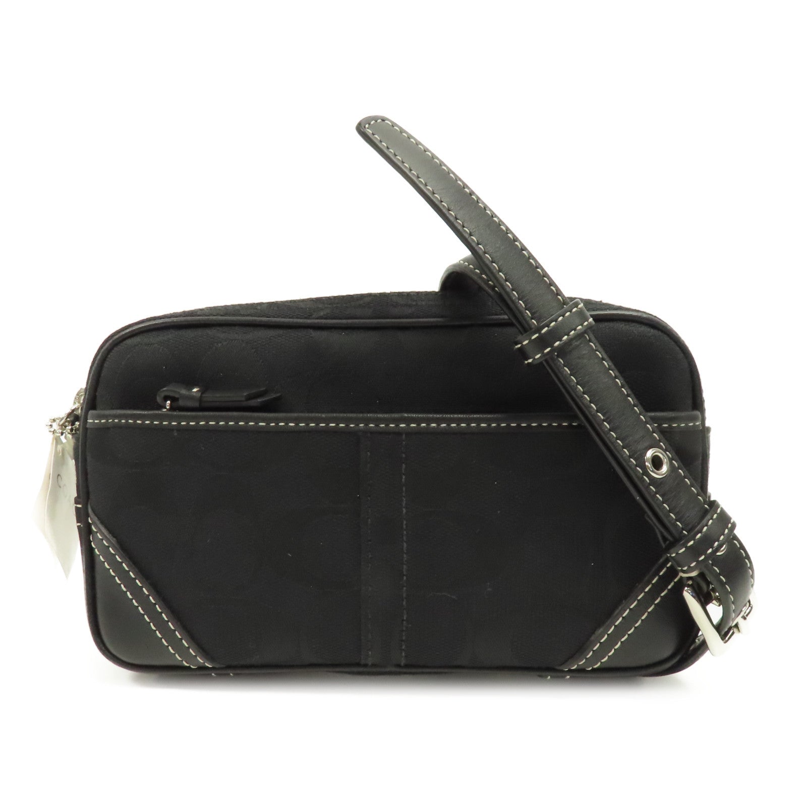 COACH 帆布Waist Bag銀扣腰包黑色