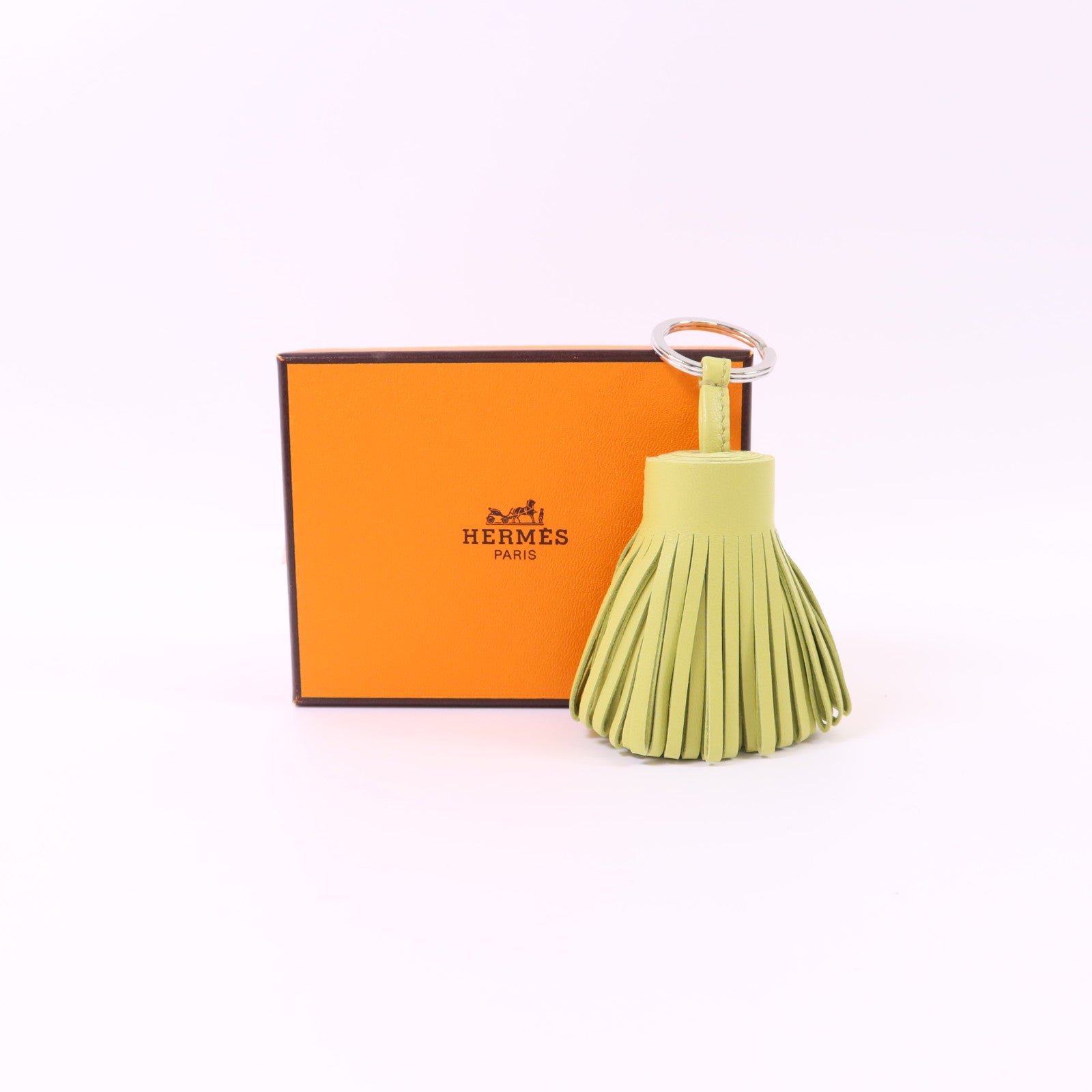 HERMES Milo皮革Carmen銀扣鎖匙扣