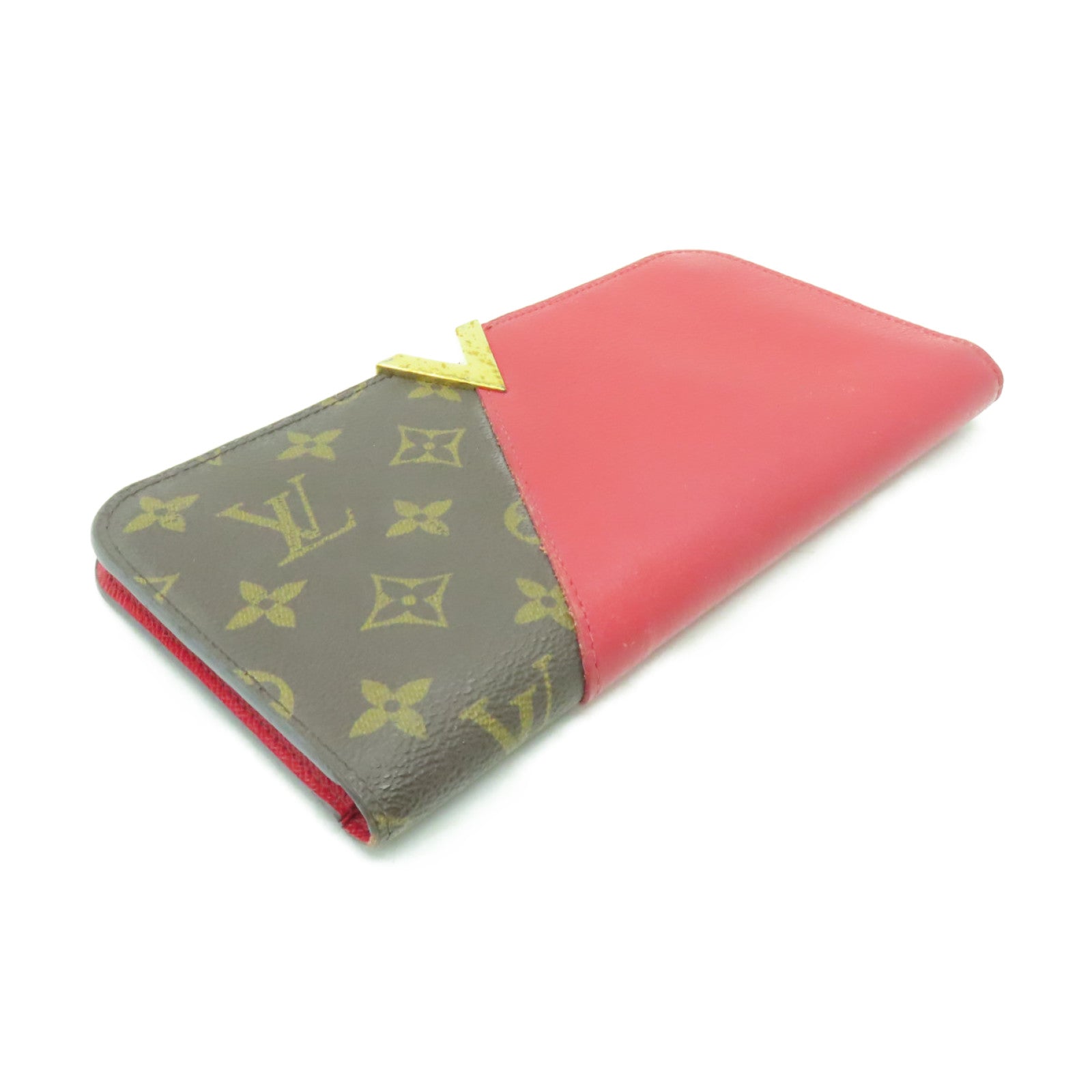 LOUIS VUITTON 【清倉大減價】Monogram Portefeuil Kimono金扣長錢包啡色/紅色