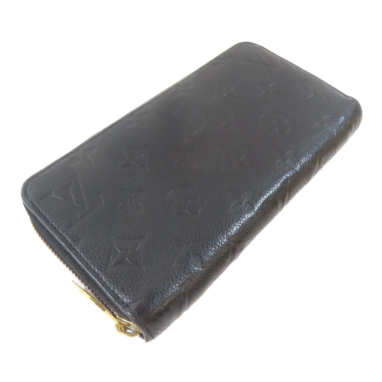 LOUIS VUITTON Monogram Empreinte Long Round Wallet金扣長錢包黑色