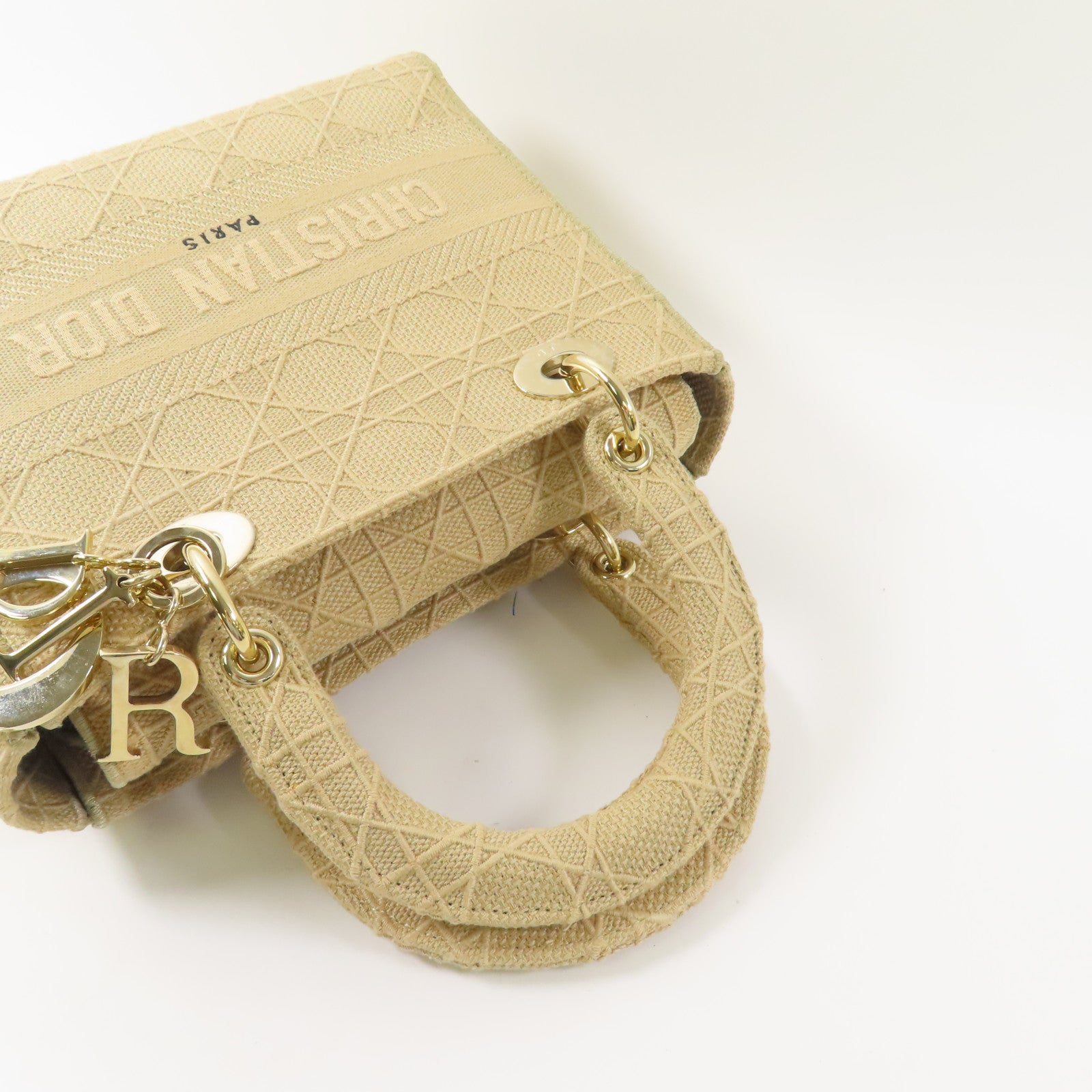 Dior CD GHW Lady Dior 2 Way Shoulder Bag M0565 Canvas