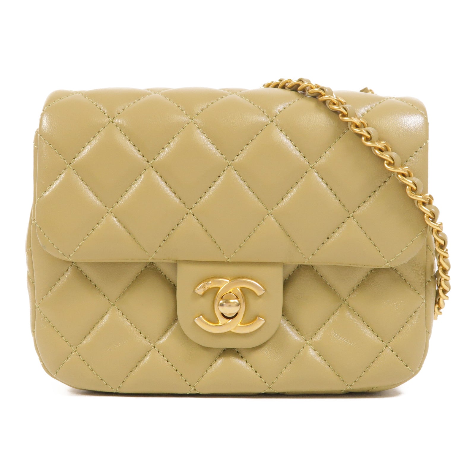 CHANEL 【激減優惠】羊皮皮革Coco Heart Square Bag金扣鏈帶肩背袋