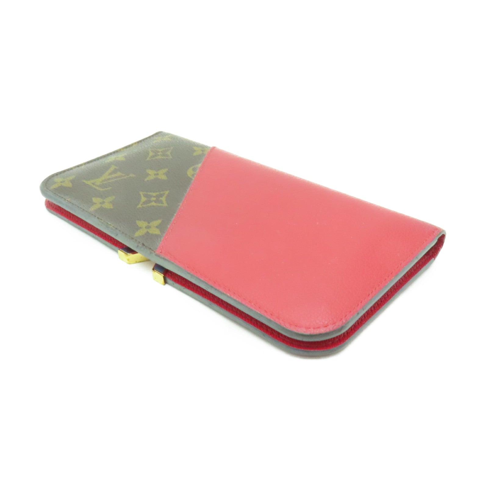 LOUIS VUITTON 【清倉大減價】Monogram Portefeuil Kimono金扣長錢包啡色/紅色