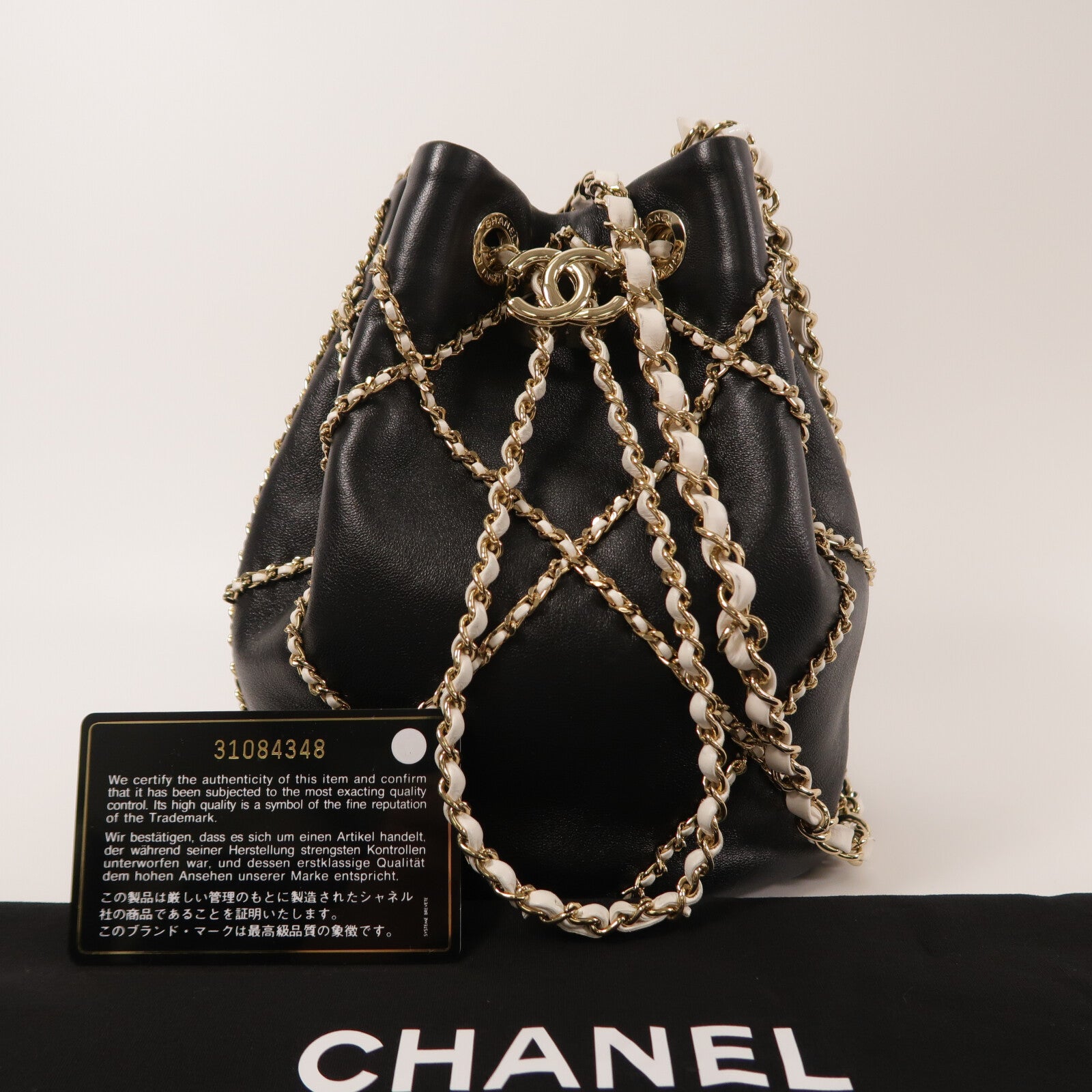 CHANEL 羊皮皮革Drawstring Bag鏈帶肩背袋