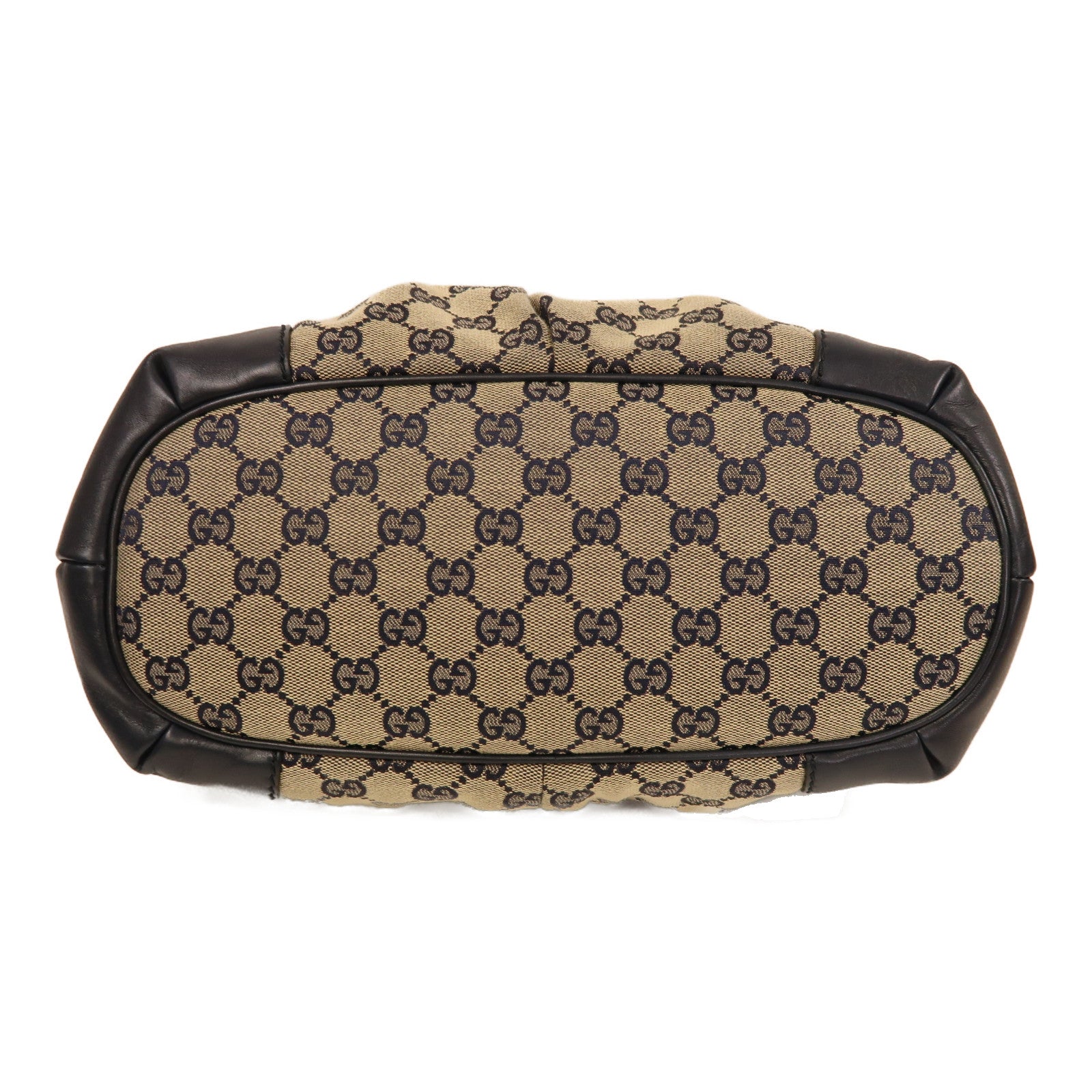 GUCCI 帆布2 Way Shoulder金扣手挽肩背兩用袋米色/藍色