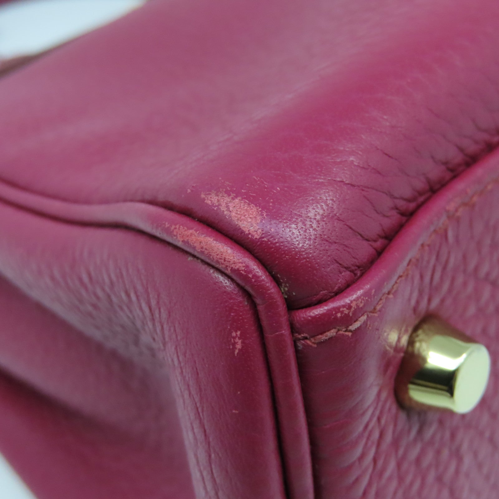 HERMES Clemence皮革Kelly 28金扣手挽袋Rubis红色
