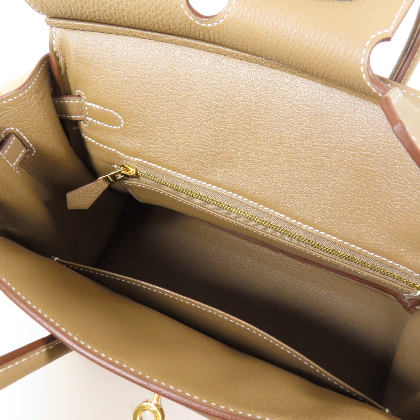 HERMES 【激減優惠】Togo皮革金扣Birkin 25手挽袋Etoupe