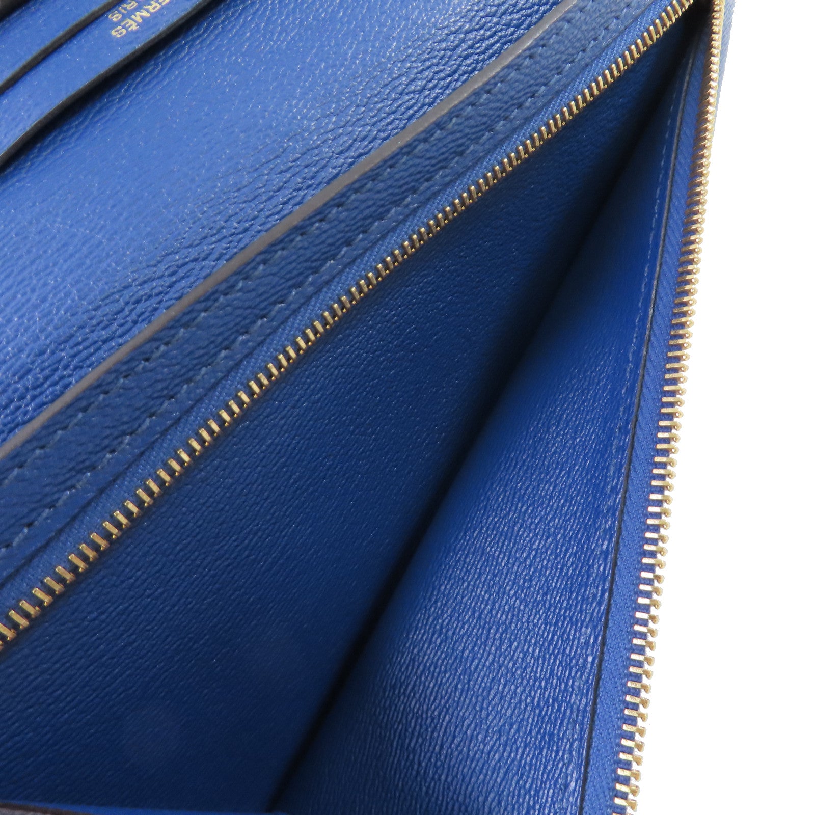 HERMES 鱷魚皮革Bearn bi-fold Long wallet金扣長錢包藍色