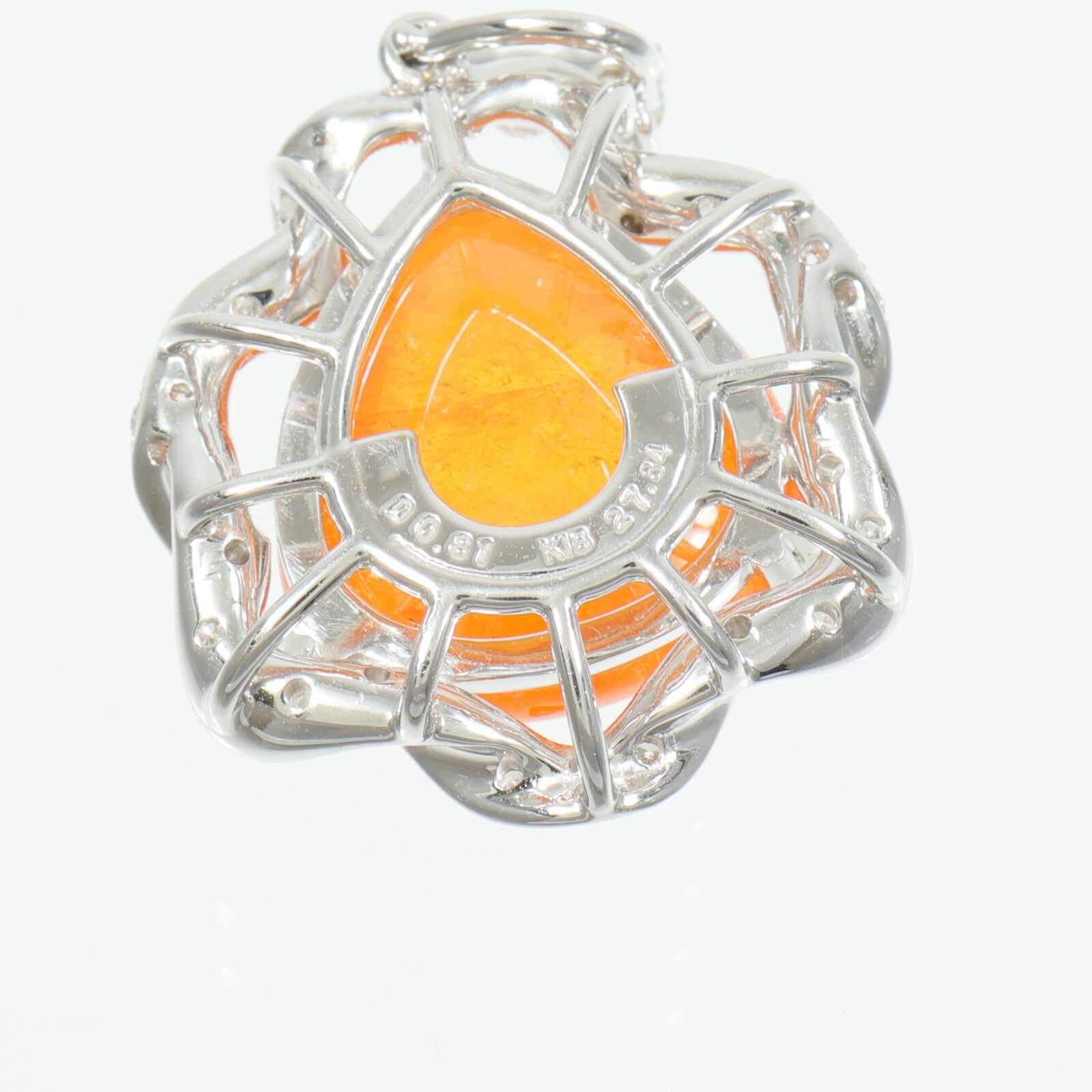 JEWELRY 18K白金Garnet Diamond Pendant柘榴石/鑽石吊墜