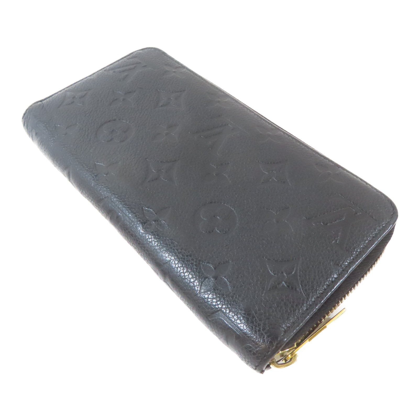 LOUIS VUITTON Monogram Empreinte Long Round Wallet金扣長錢包黑色