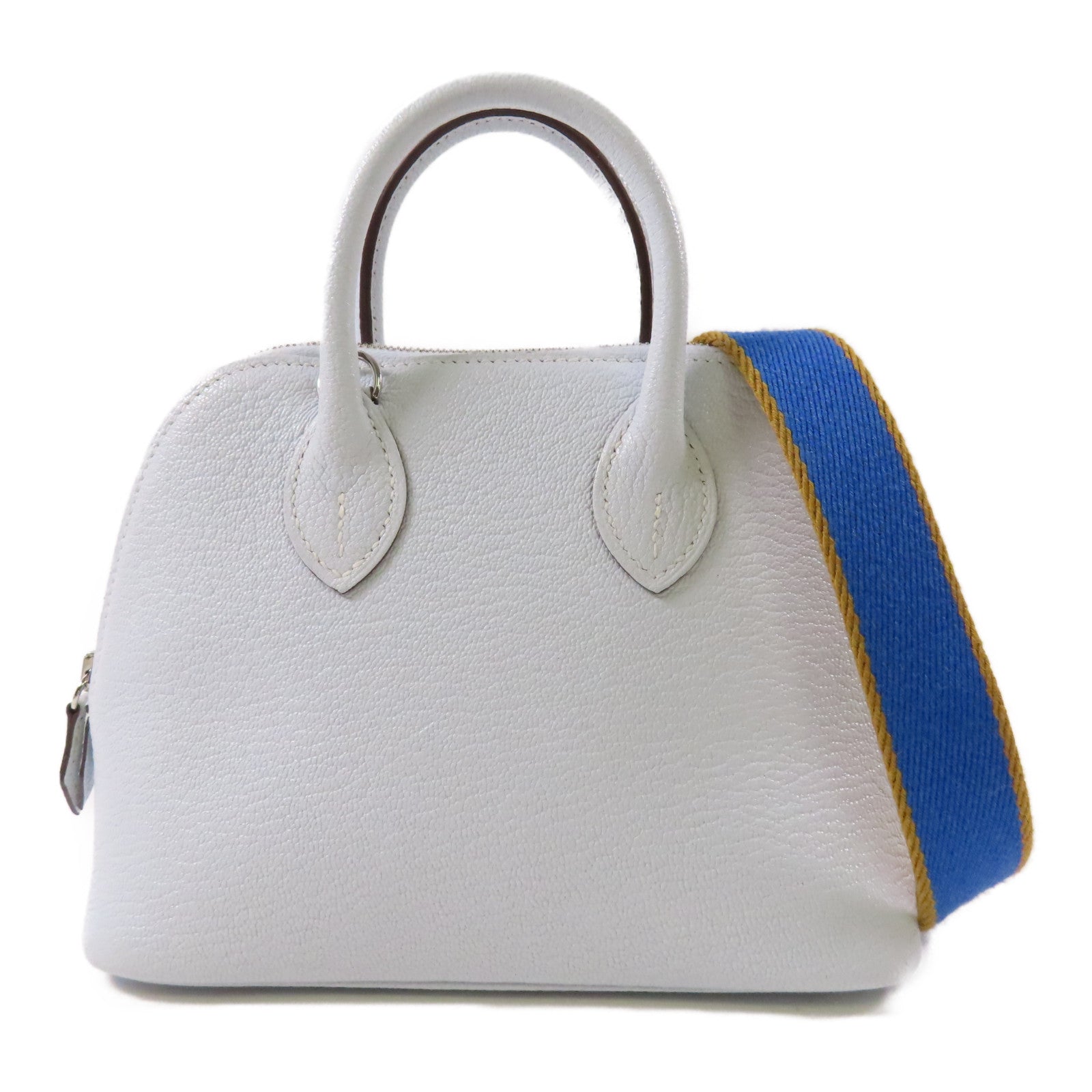 HERMES Chevre皮革Mini Bolide銀扣手挽肩背兩用袋