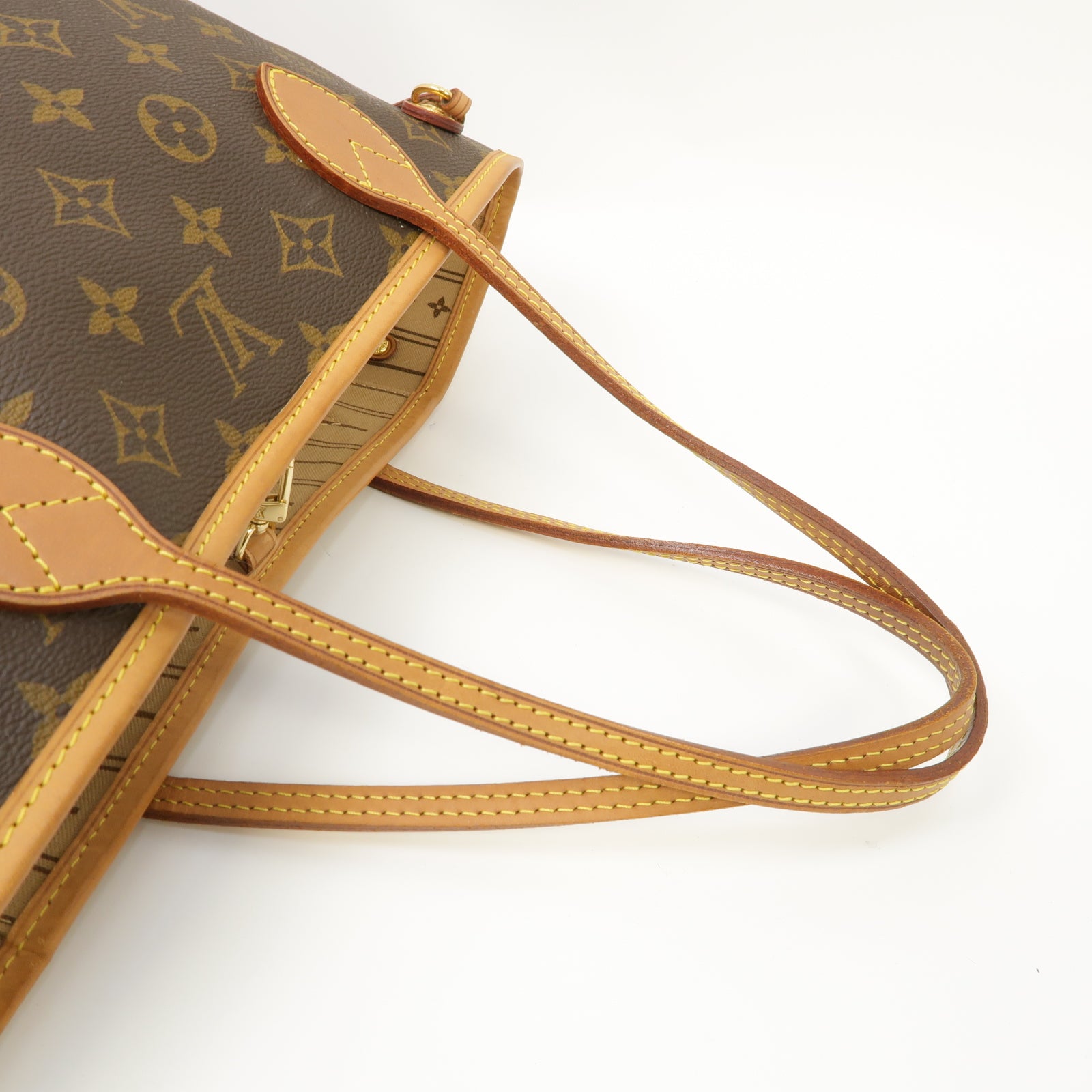 LOUIS VUITTON Monogram Neverfull PM金扣手挽袋啡色