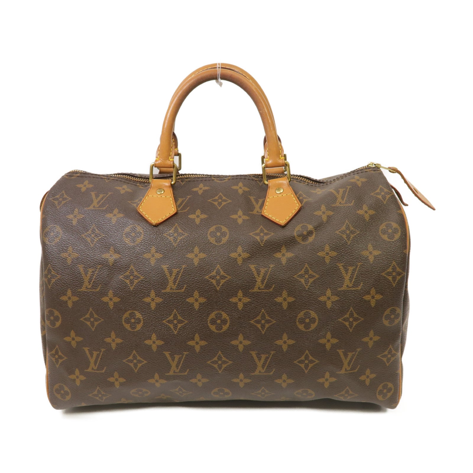 LOUIS VUITTON Monogram Speedy 35金扣手挽袋棕色