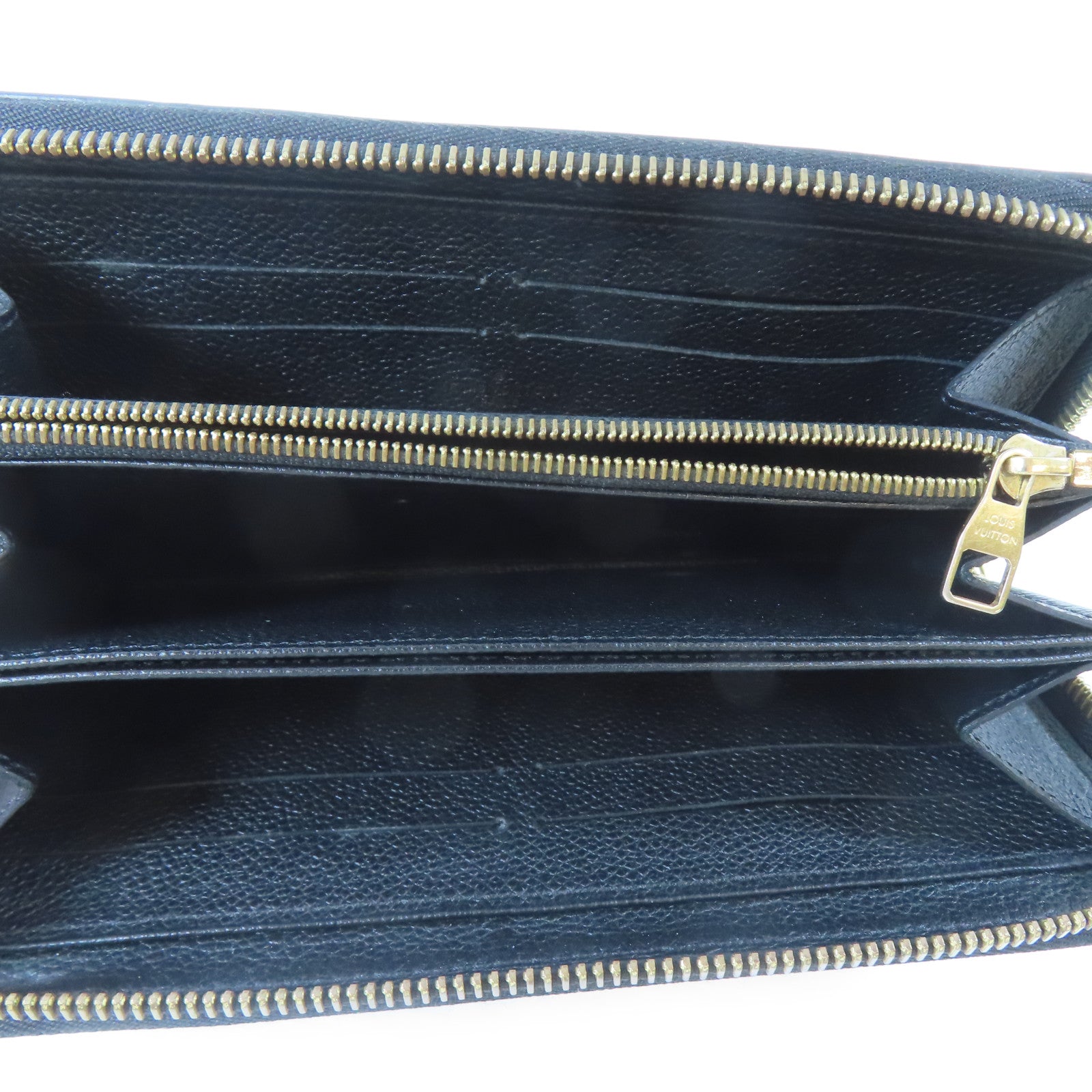 LOUIS VUITTON Monogram Empreinte Long Round Wallet金扣長錢包黑色