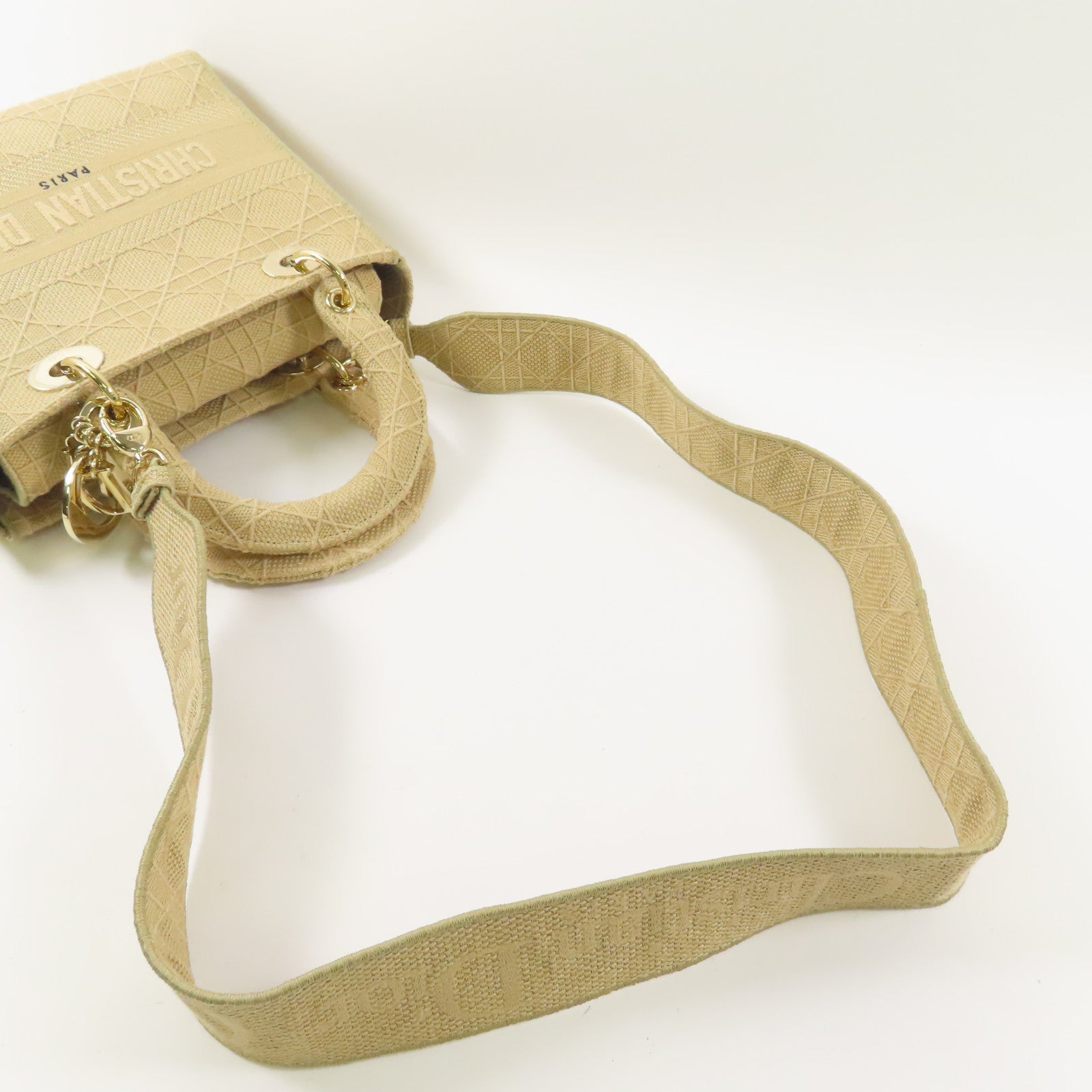 Dior 帆布Lady Dior金扣手挽肩背兩用袋