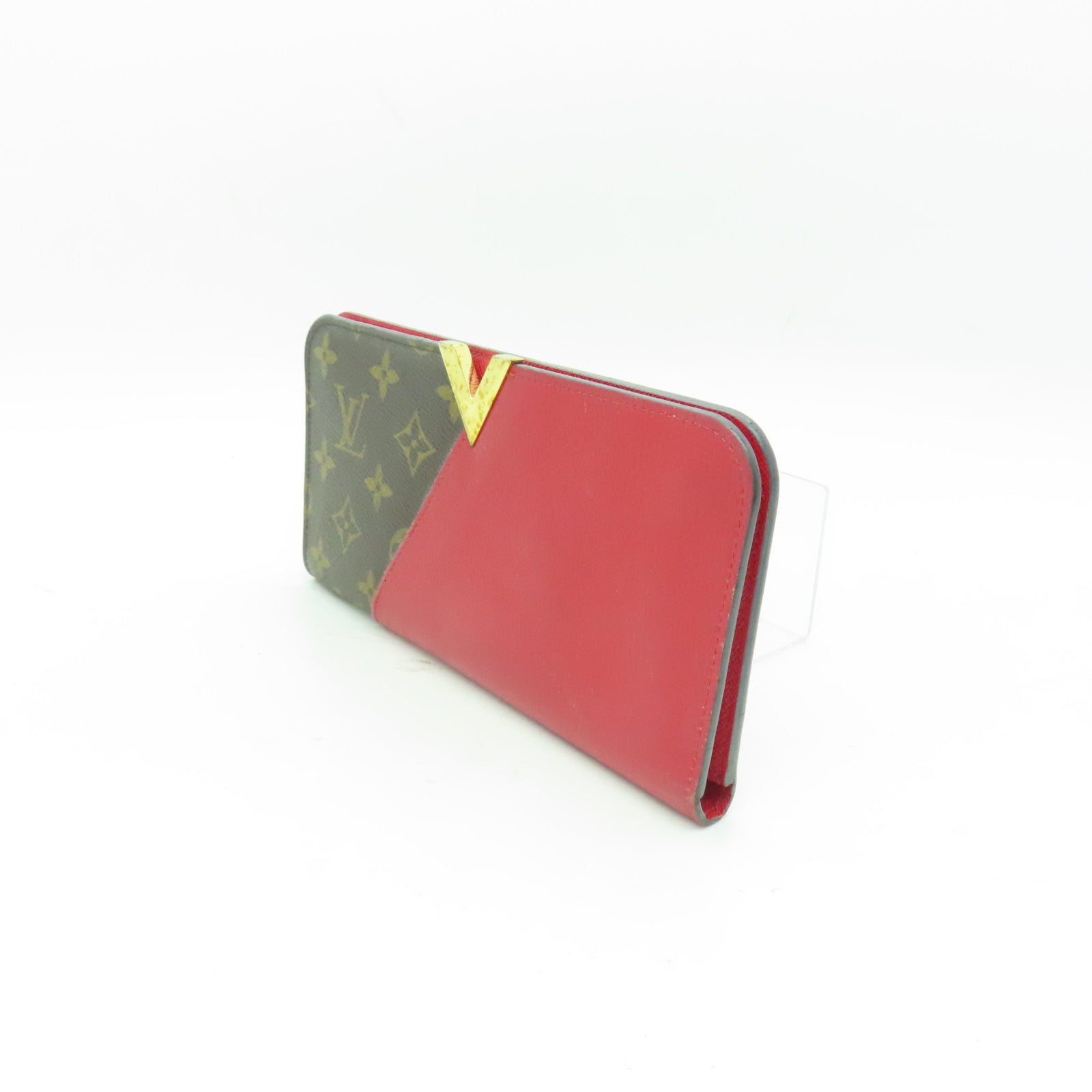 LOUIS VUITTON 【清倉大減價】Monogram Portefeuil Kimono金扣長錢包啡色/紅色