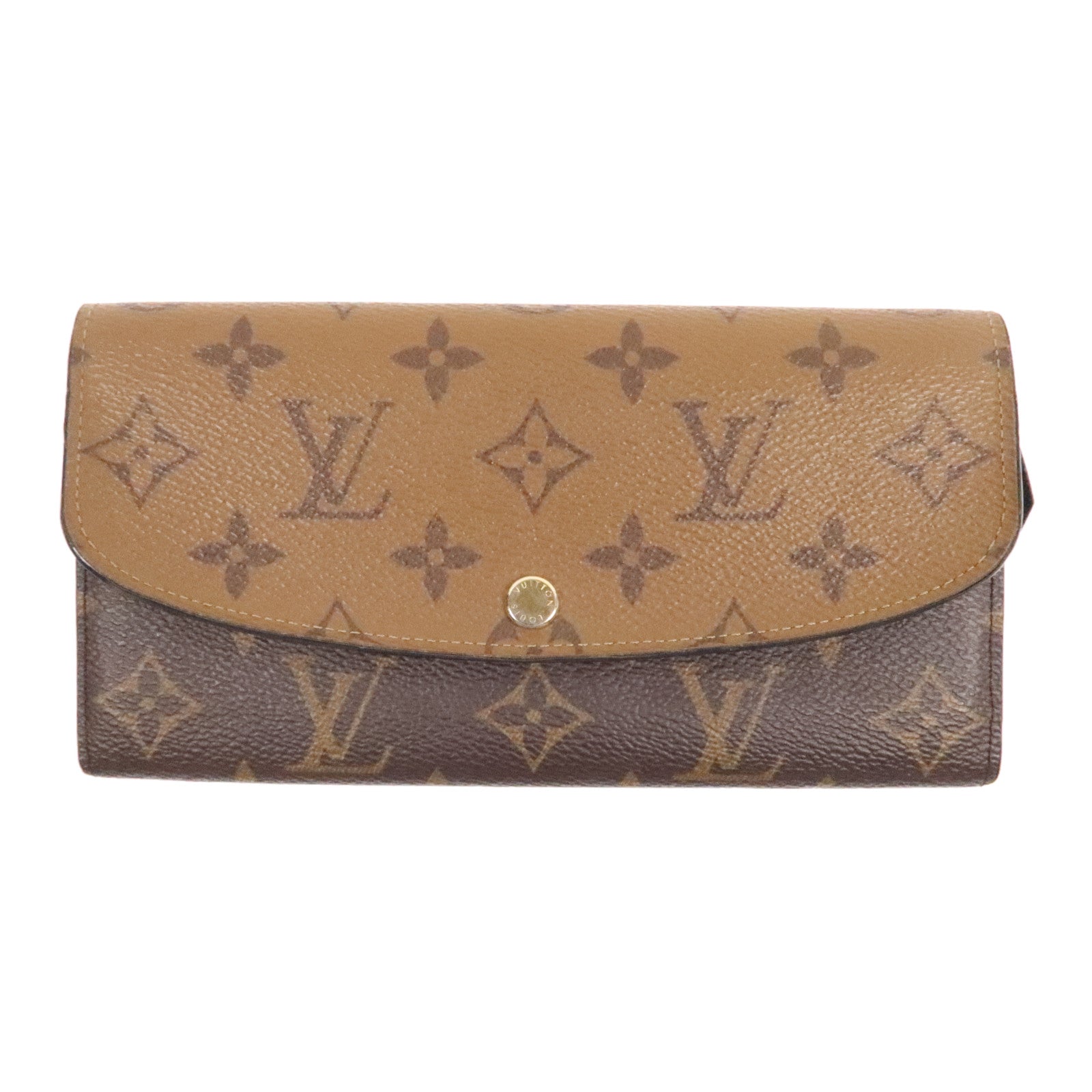 LOUIS VUITTON Monogram Reverse Emilie Wallet金扣長錢包