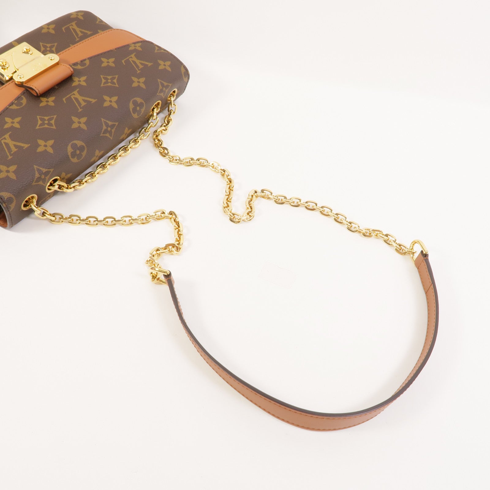 LOUIS VUITTON Monogram Marceau金扣鏈帶肩背袋棕色