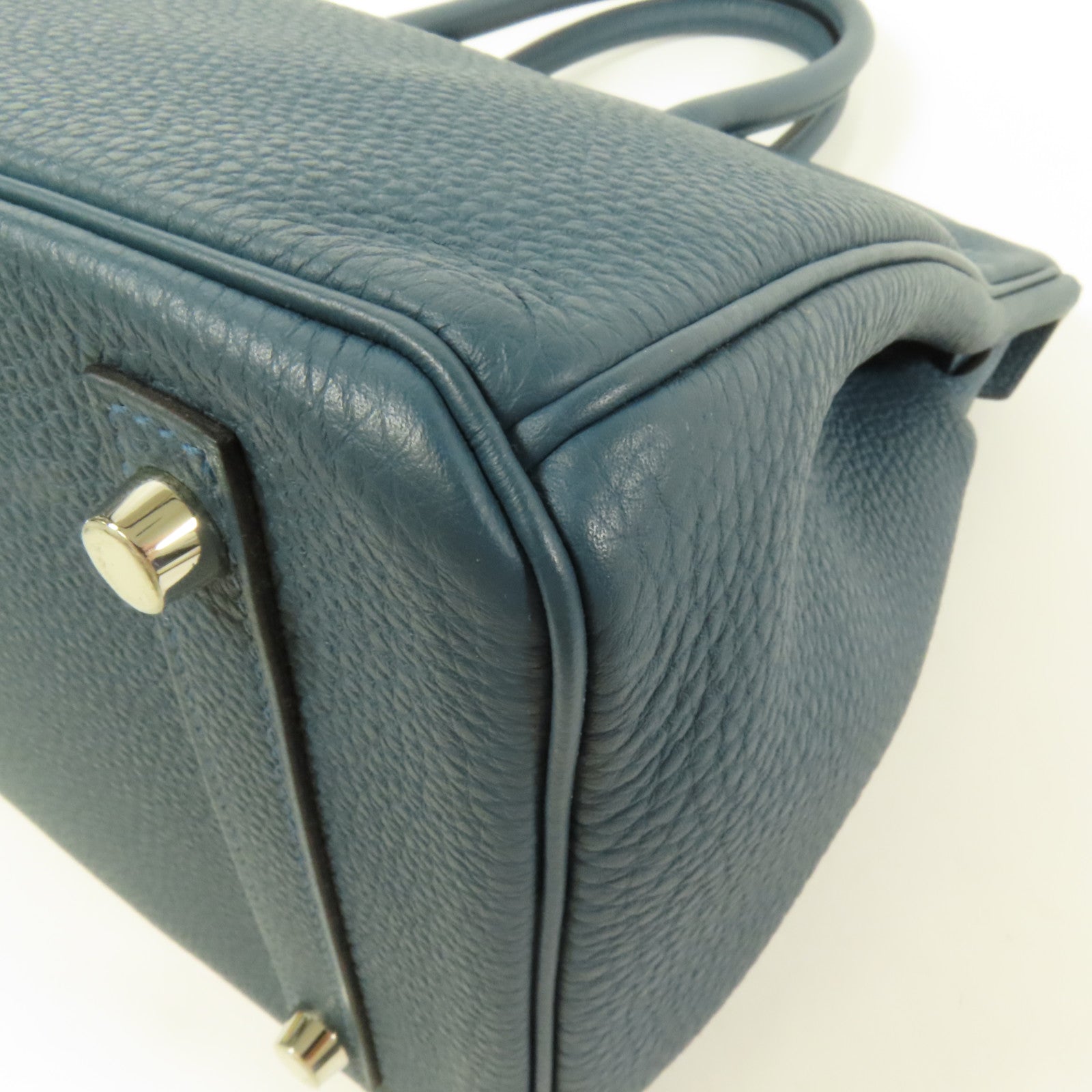 HERMES Clemence皮革Birkin 30銀扣手挽袋Vert Bosphore