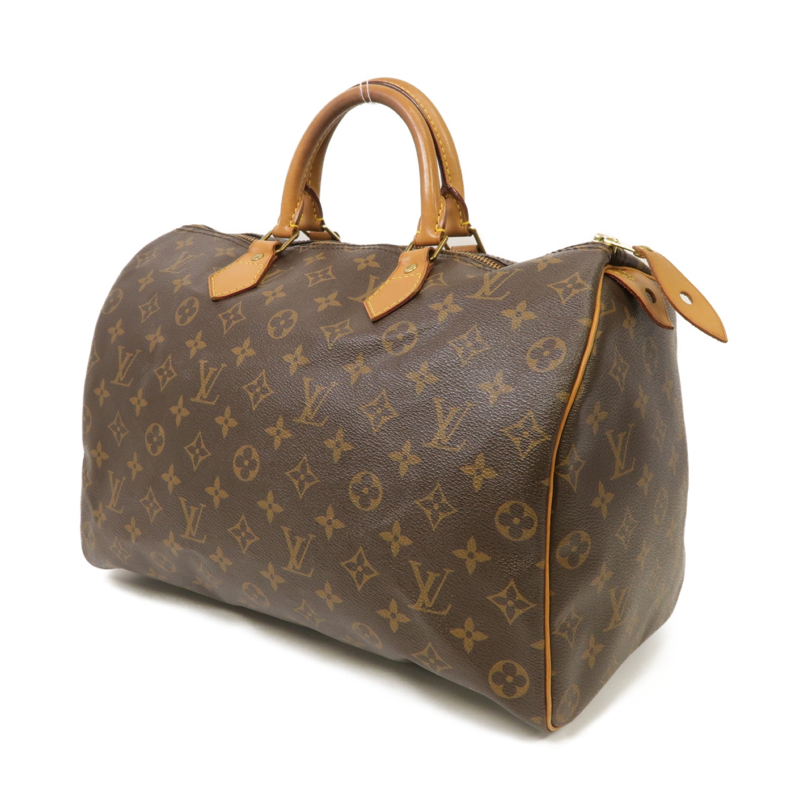 LOUIS VUITTON Monogram Speedy 35金扣手挽袋棕色