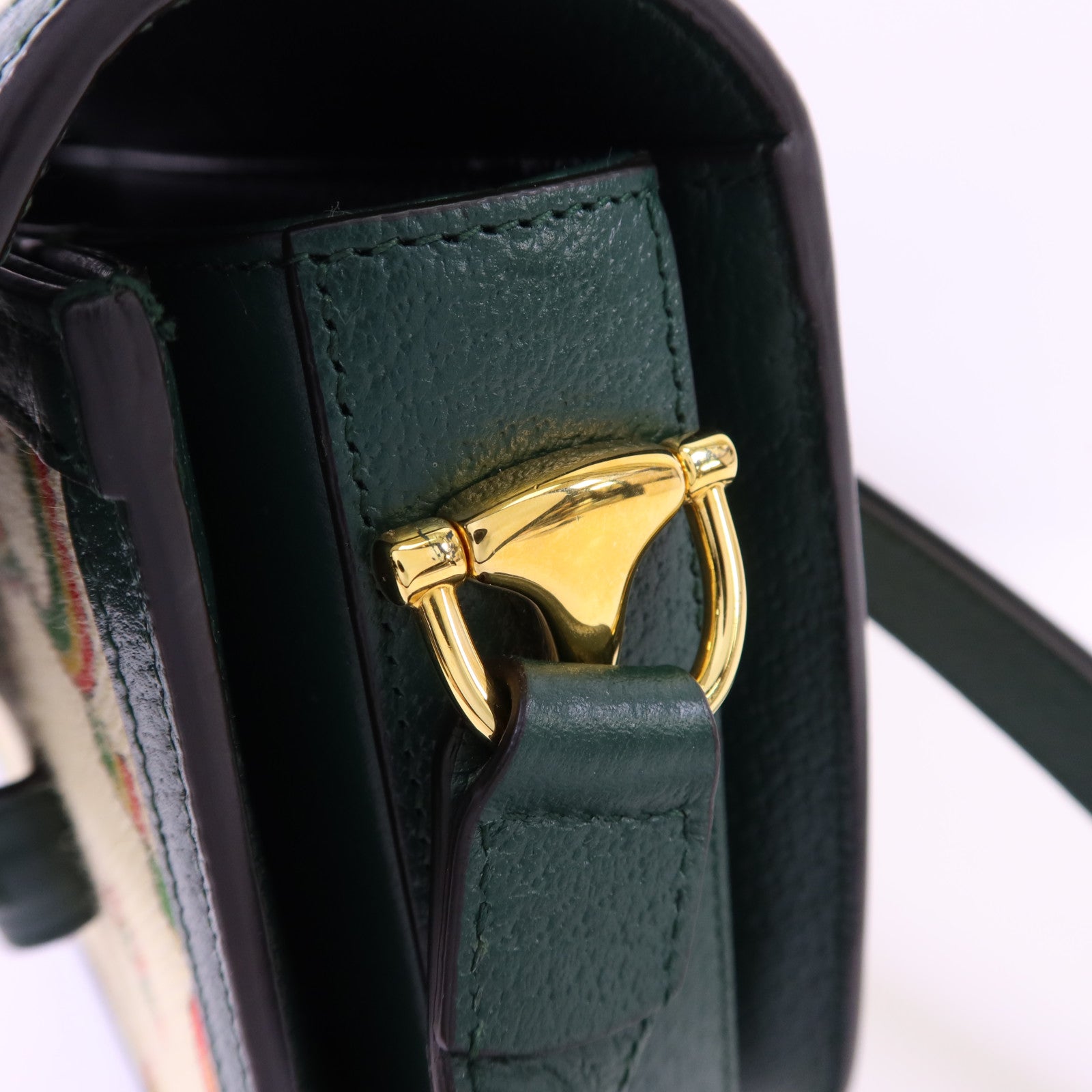 GUCCI 帆布Horsebit 1955 Medium金扣肩背袋
