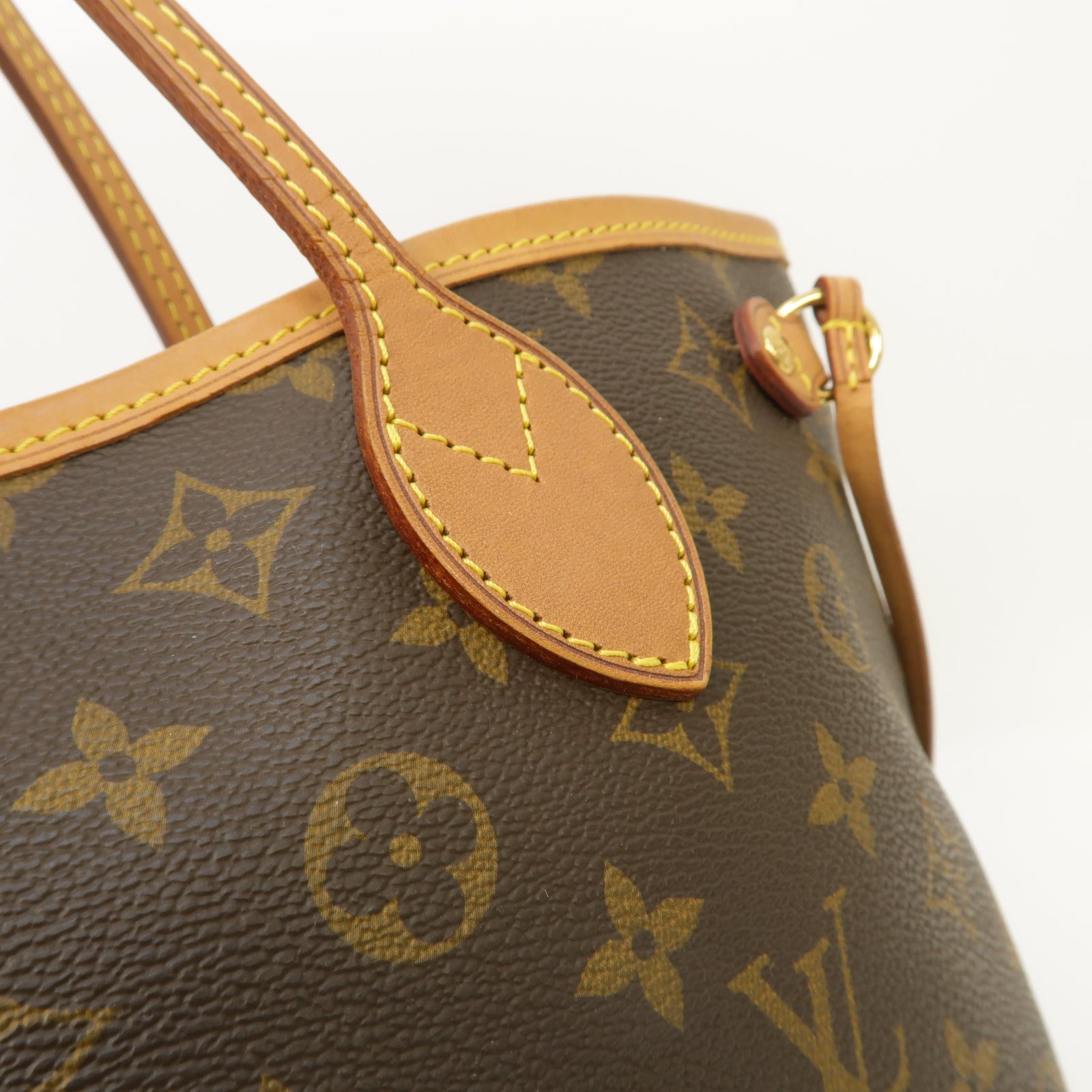 LOUIS VUITTON Monogram Neverfull PM金扣手挽袋啡色