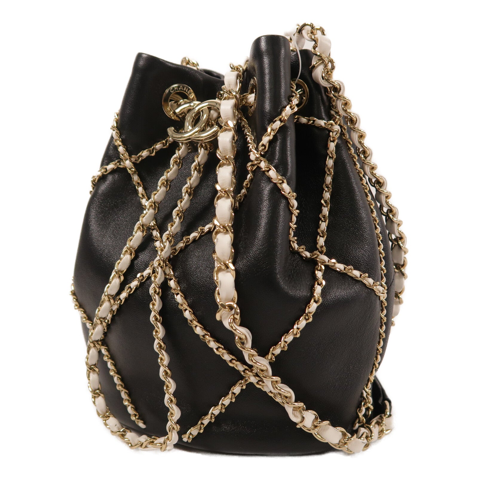 CHANEL 羊皮皮革Drawstring Bag鏈帶肩背袋