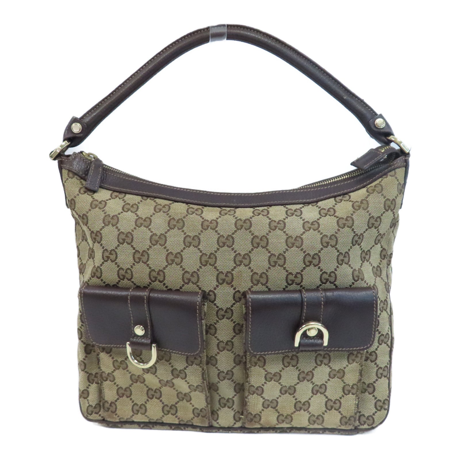 GUCCI 帆布Shoulder Bag金扣肩背袋啡色