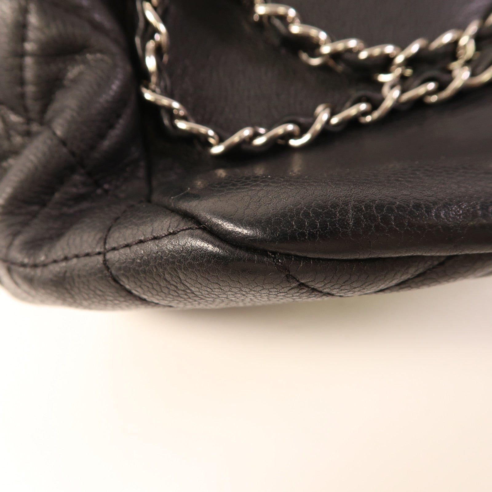 CHANEL 牛皮皮革Chain Shoulder銀扣鏈帶肩背袋