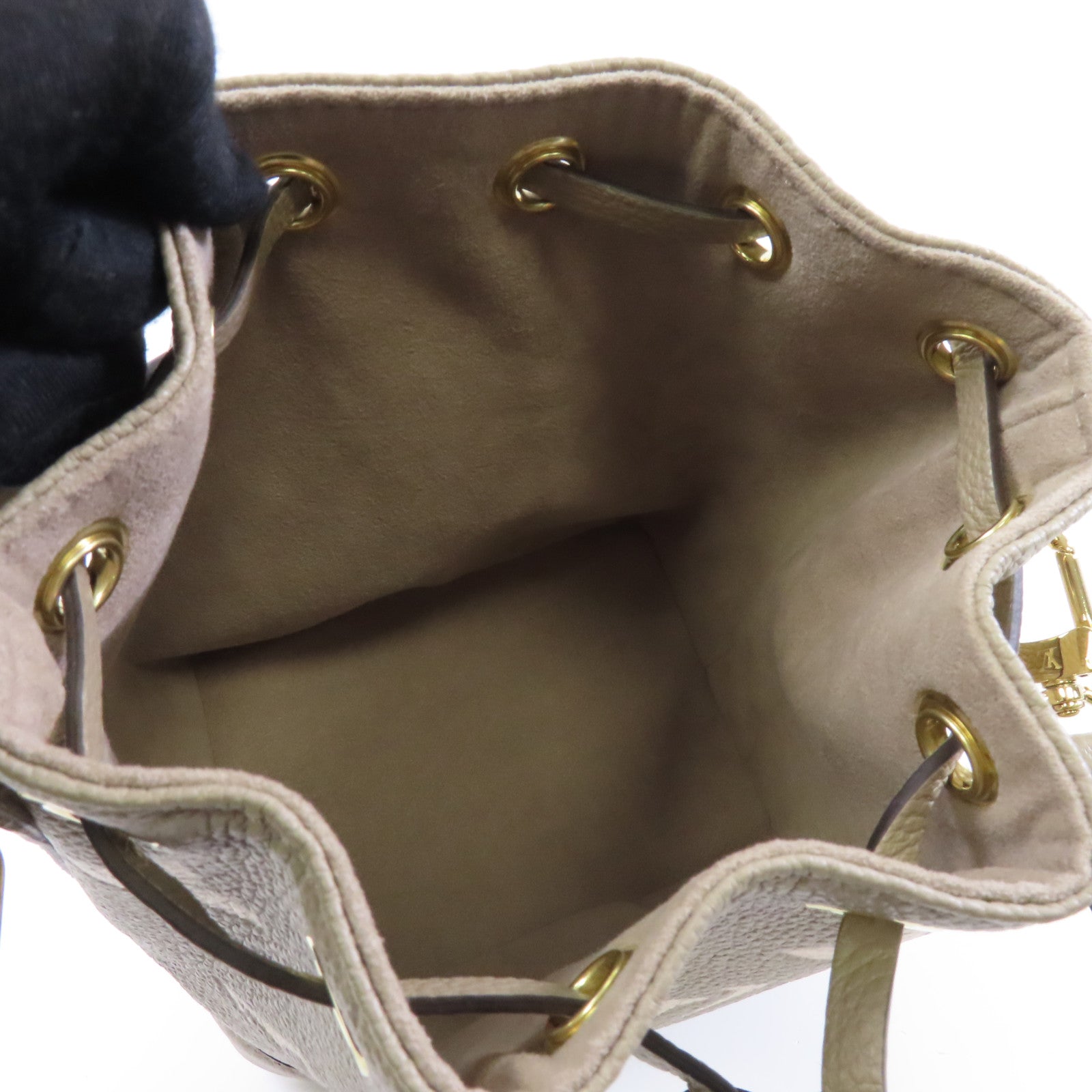LOUIS VUITTON Monogram Empreinte Nano Noe金扣手挽肩背兩用袋米色