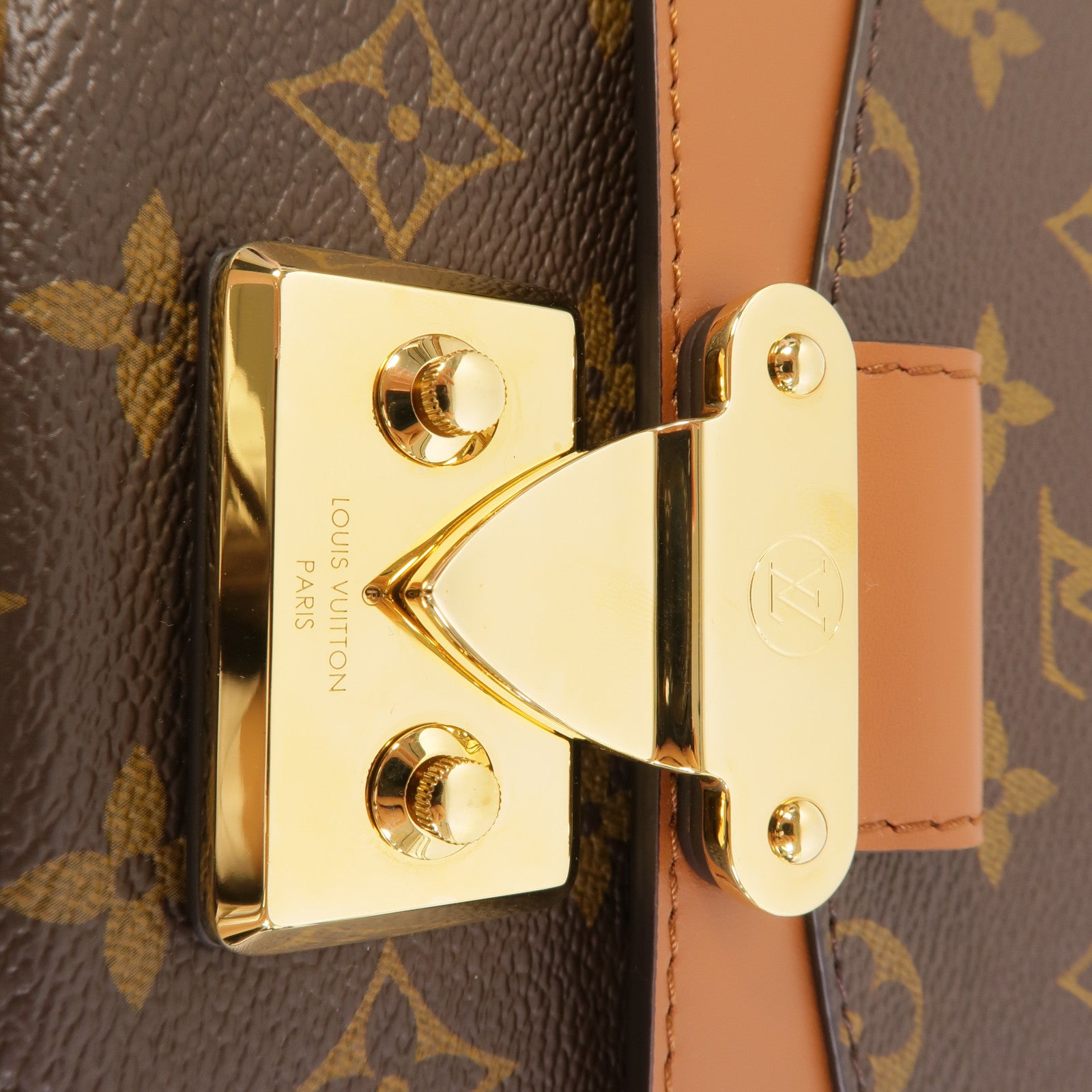 LOUIS VUITTON Monogram Marceau金扣鏈帶肩背袋棕色