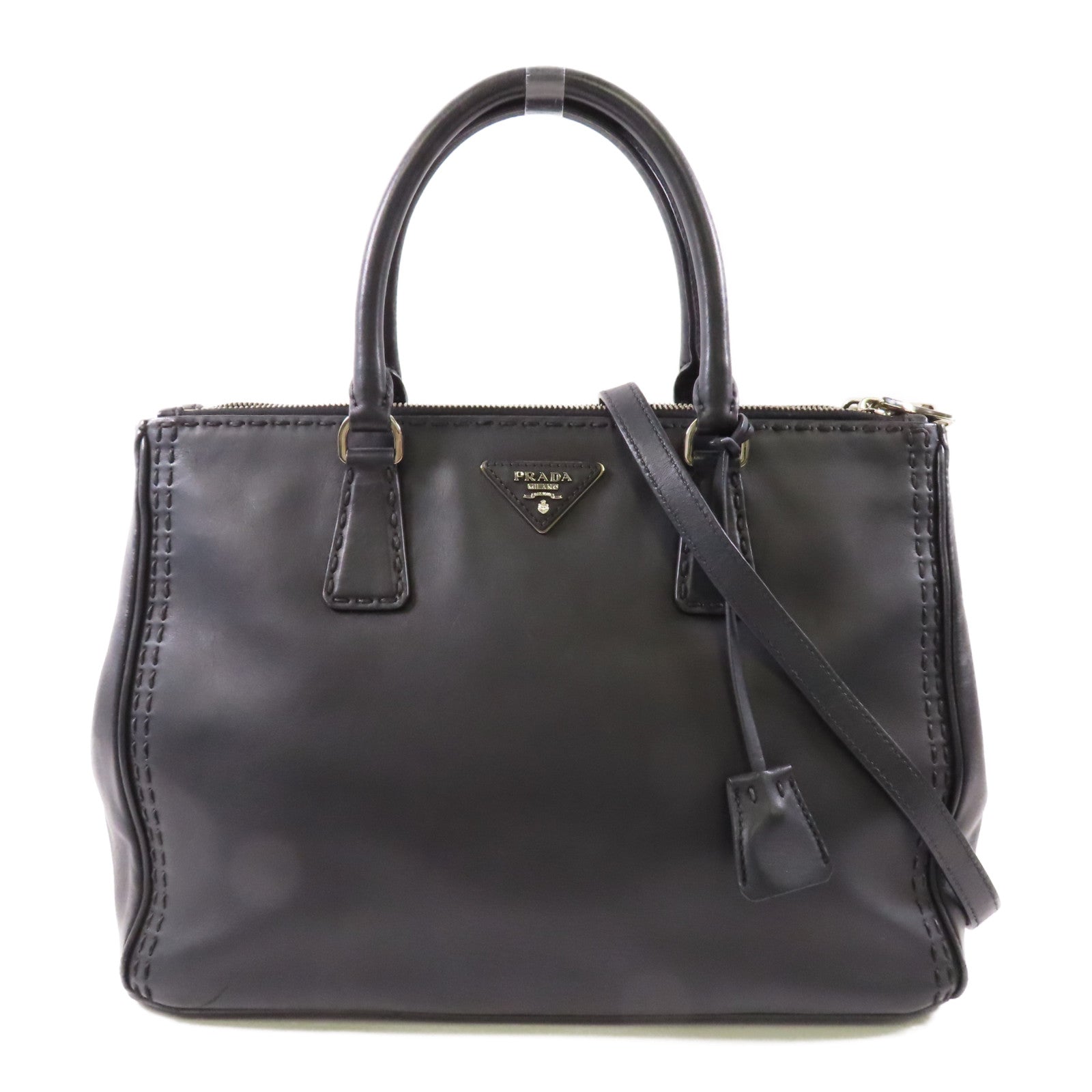 PRADA 牛皮皮革2 Way Shoulder Bag銀扣手挽肩背兩用袋