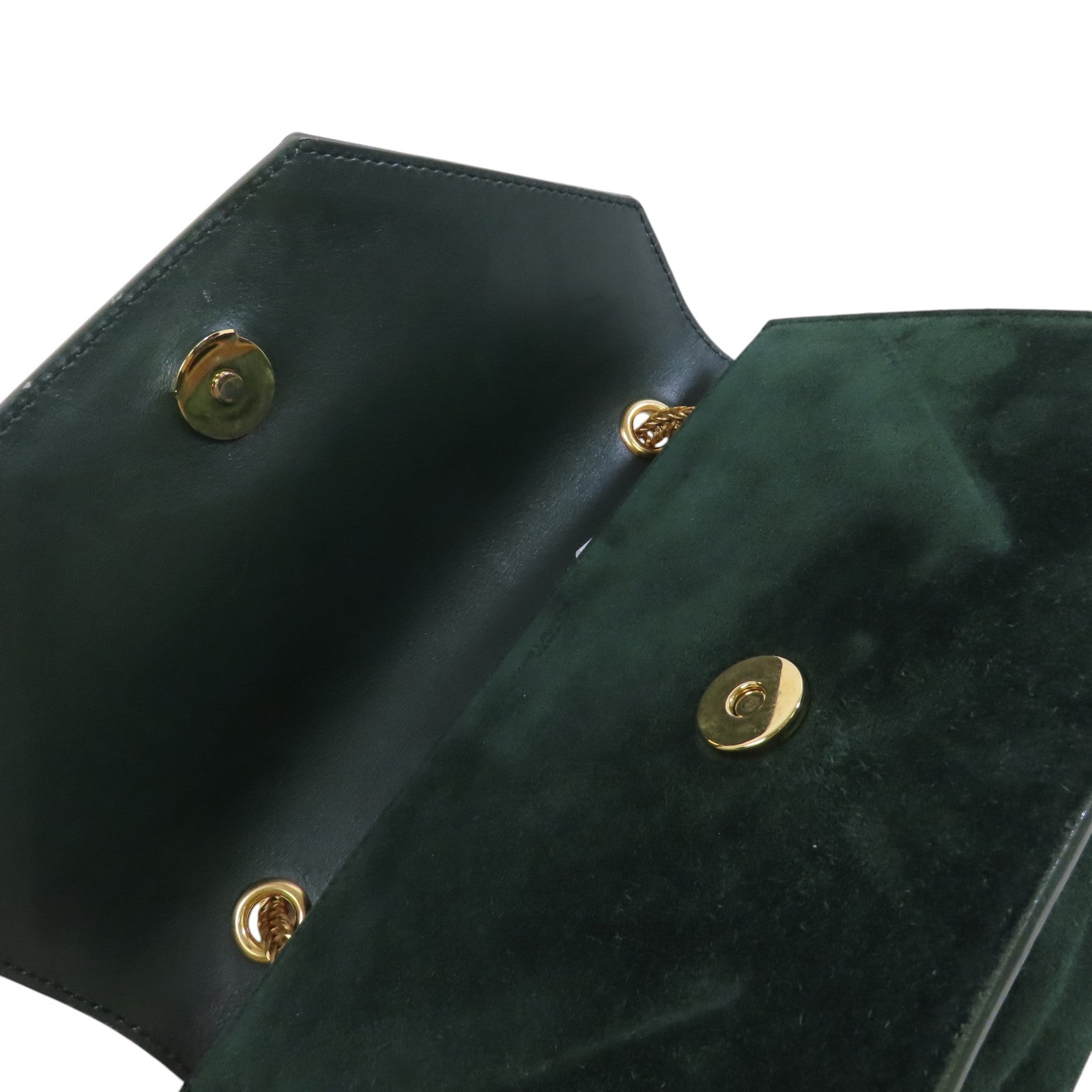 SAINT LAURENT 麂皮皮革Shoulder Bag金扣鏈帶肩背袋