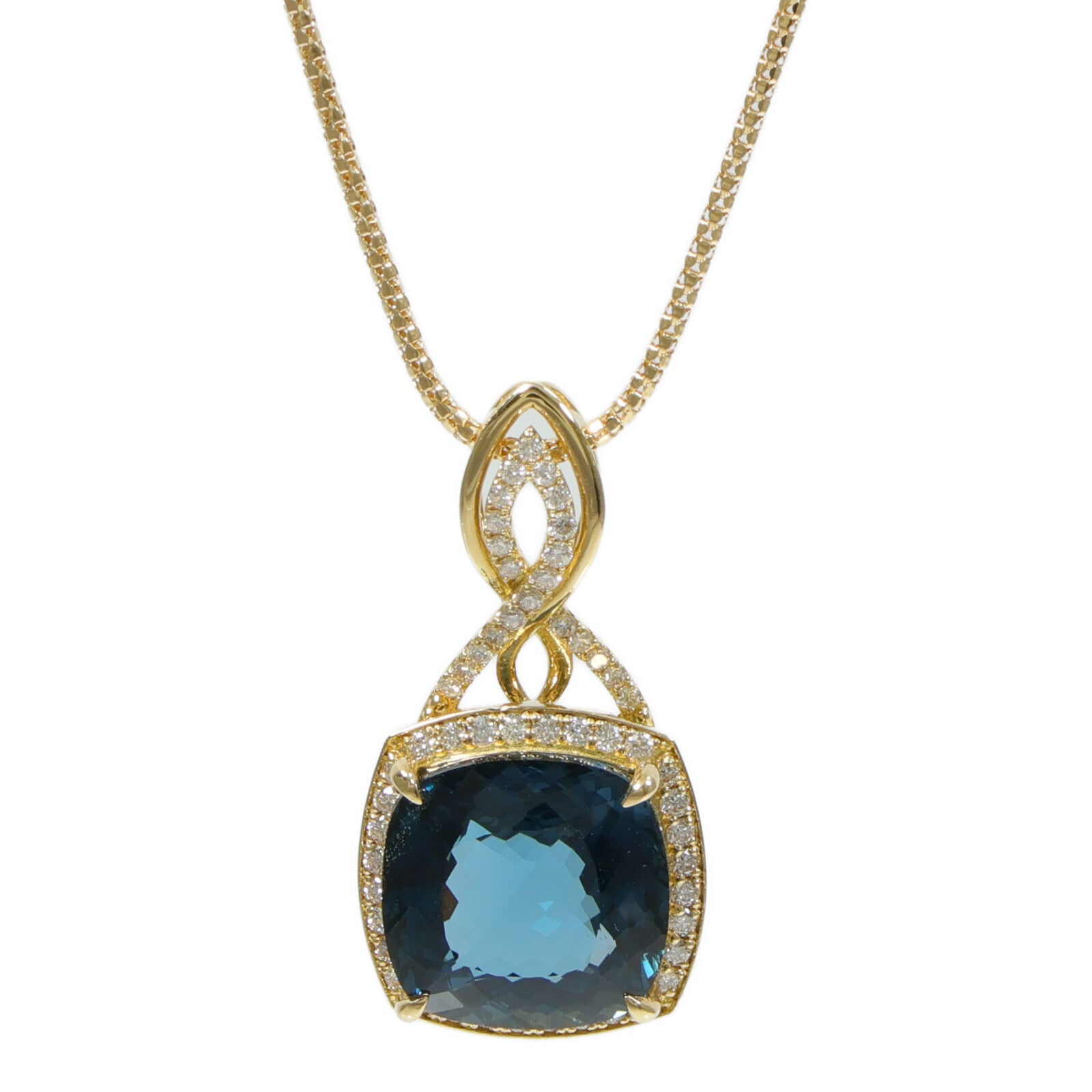 JEWELRY 18K黃金Blue Topaz Diamond Necklace藍黃玉/鑽石項鍊