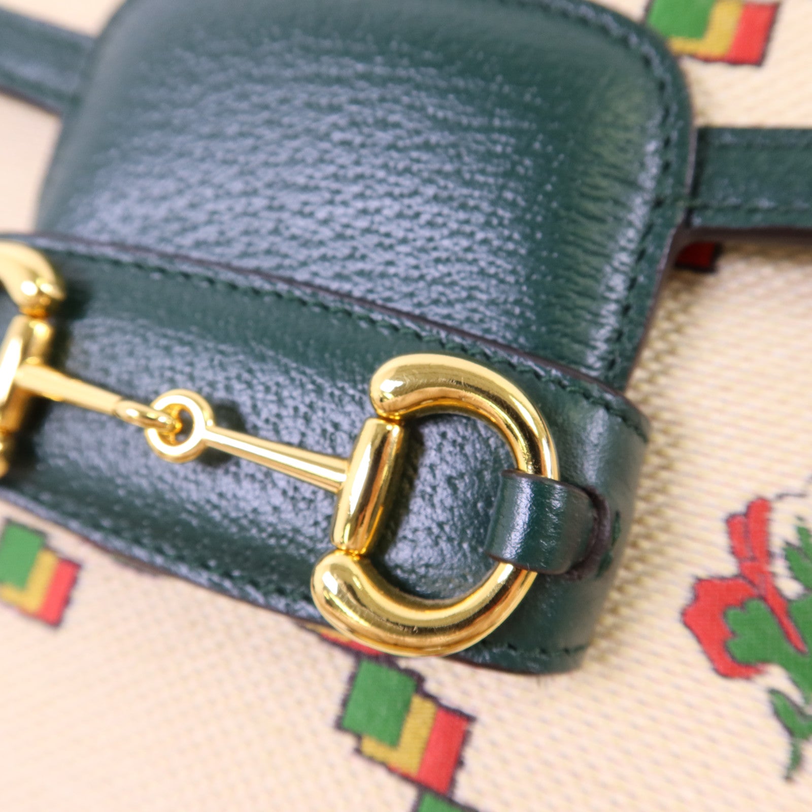 GUCCI 帆布Horsebit 1955 Medium金扣肩背袋