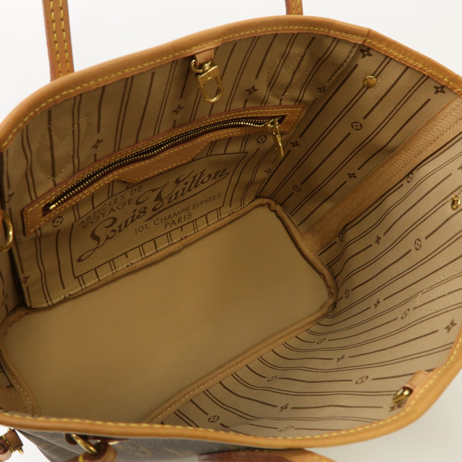 LOUIS VUITTON Monogram Neverfull PM金扣手挽袋啡色