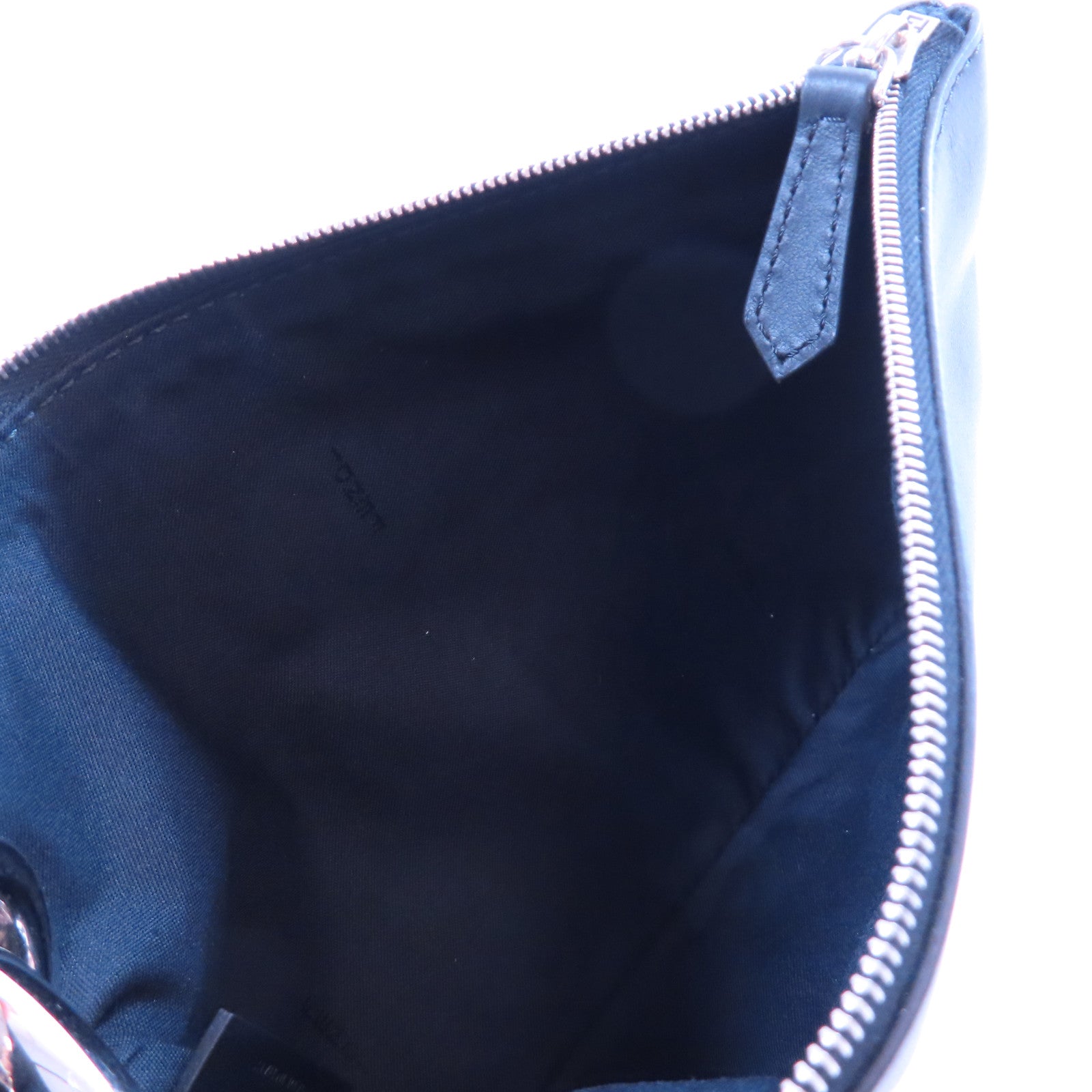 FENDI 牛皮皮革/蛇皮皮革Clutch金扣手拿包黑色