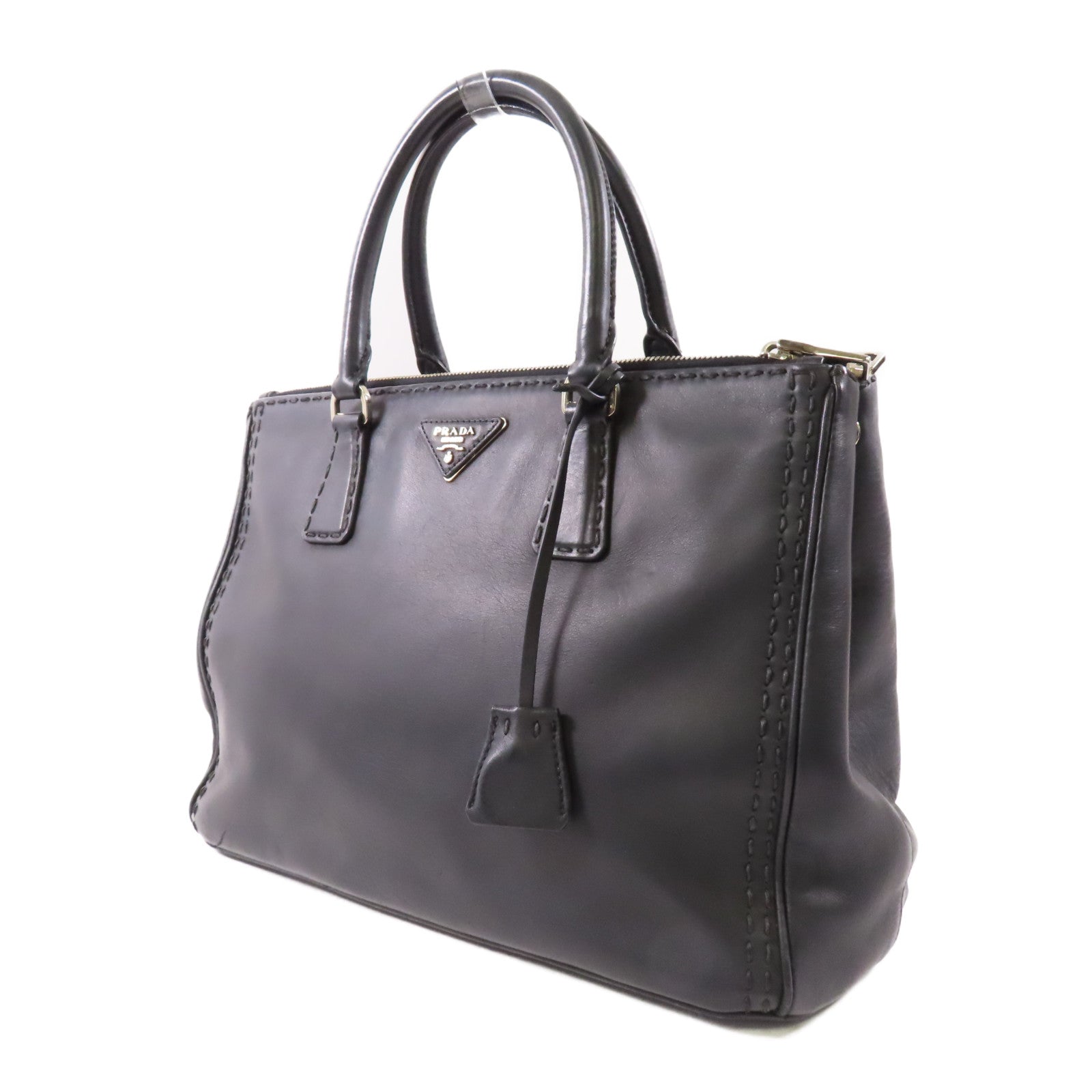 PRADA 牛皮皮革2 Way Shoulder Bag銀扣手挽肩背兩用袋